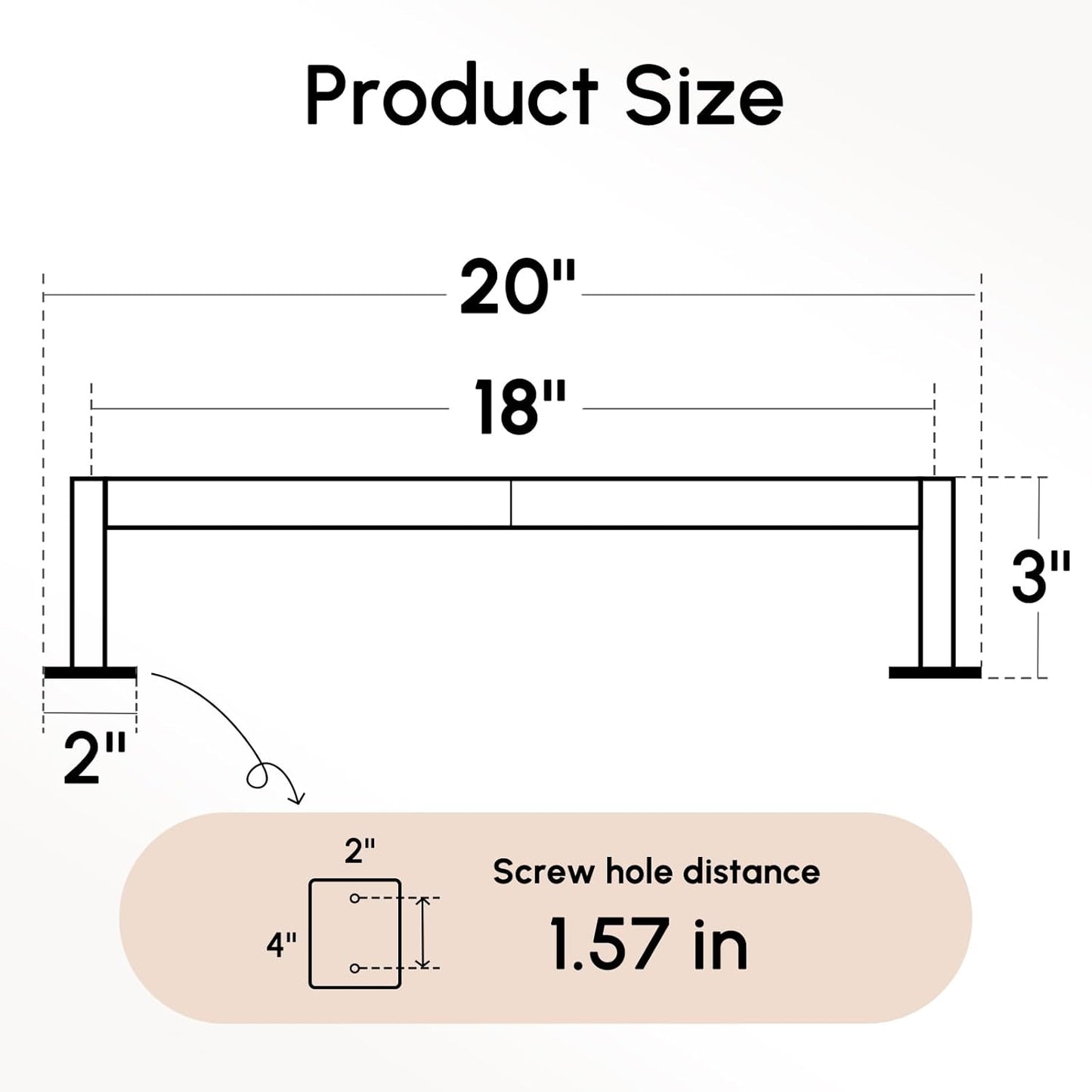 USHOWER Brushed Nickel Towel Bar, 18 Inch Towel Racks for Bathroom Wall Mounted, Heavy Duty Stainless Steel Towel Holder, Easy Installation (Total Length 20 Inch)