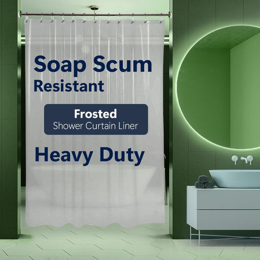 Epica Shower Curtain – Strongest Heavy-Duty Clear Vinyl 72x72 Shower Curtain Liner – Stain & Soap Scum Resistant with Rust-Proof Metal Grommets (Frosted)