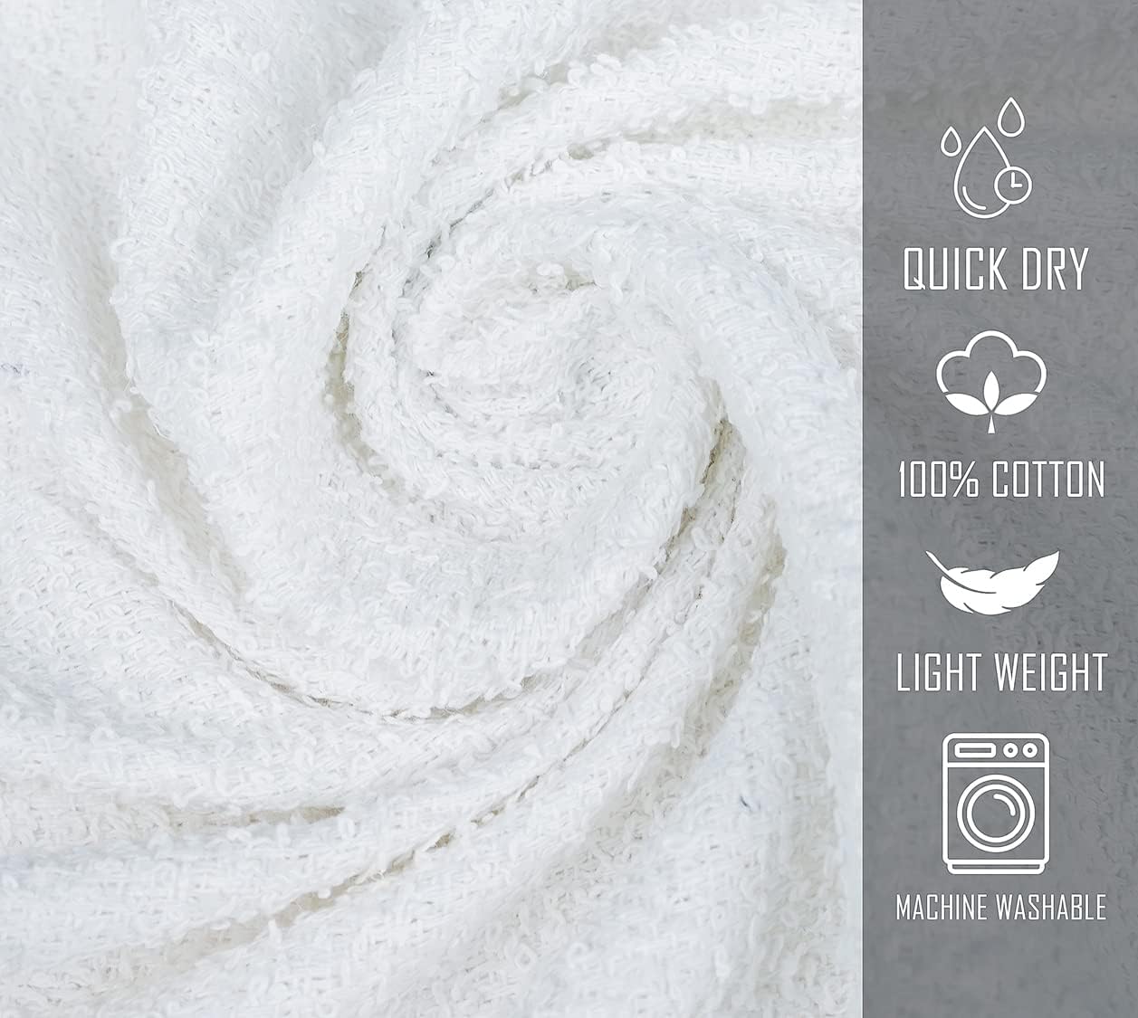 White Bath Towels (Pack of 36, 20x40 Inches, 100% Cotton, Lightweight, Quick Drying, Commercial Grade)