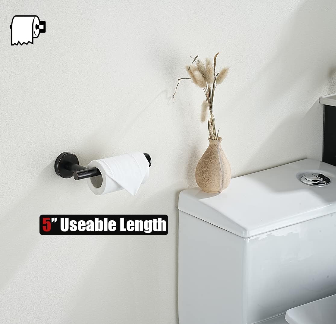 JQK Toilet Paper Holder Oil Rubbed Bronze, 5 Inch 304 Stainless Steel Thick 0.8mm Tissue Paper Dispenser for Bathroom, Hold Mega Rolls Wall Mount, 2 Pack, TPH120-ORB-P2