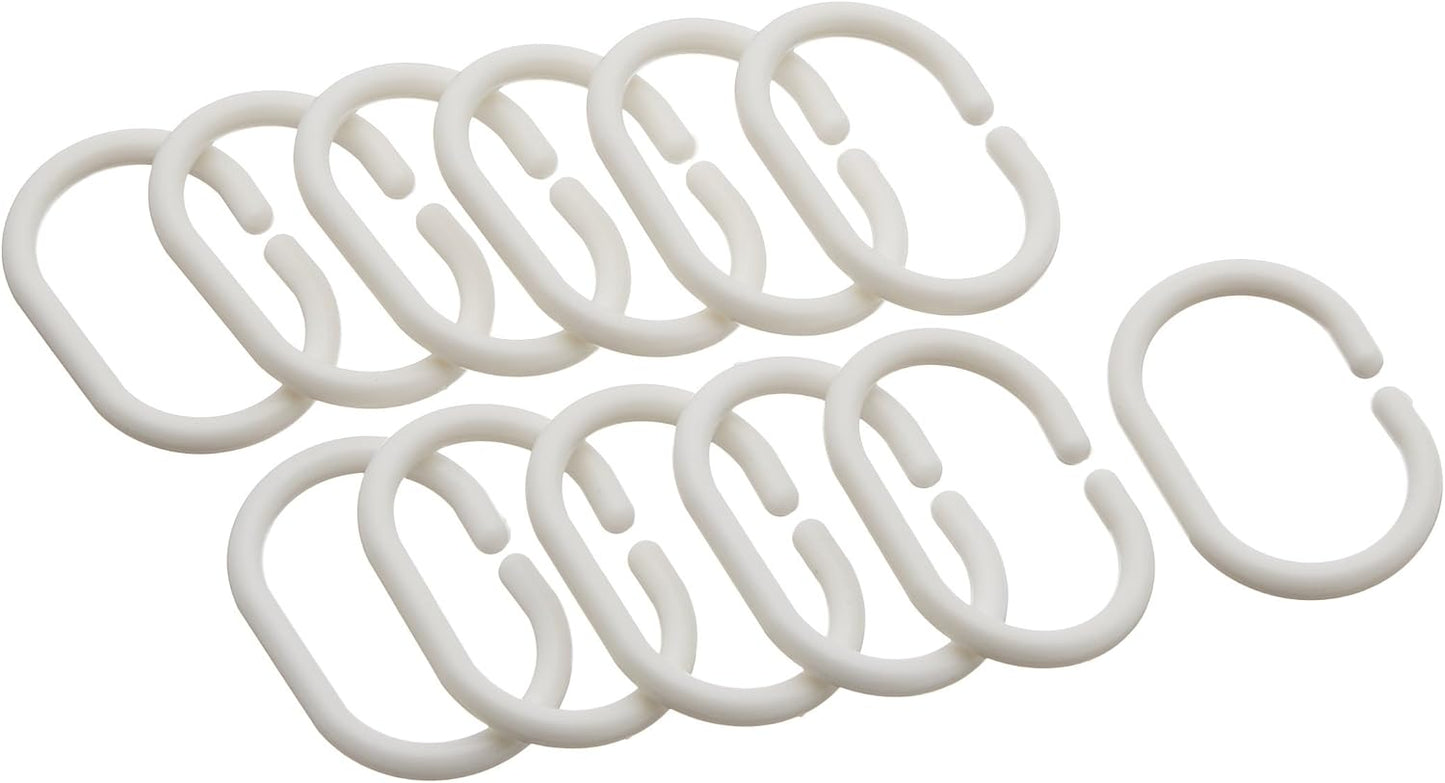 Amazon Basics Bathroom Shower Curtain, Water Resistant Fabric with Grommets & Hooks, Machine Washable, 72"x72", White