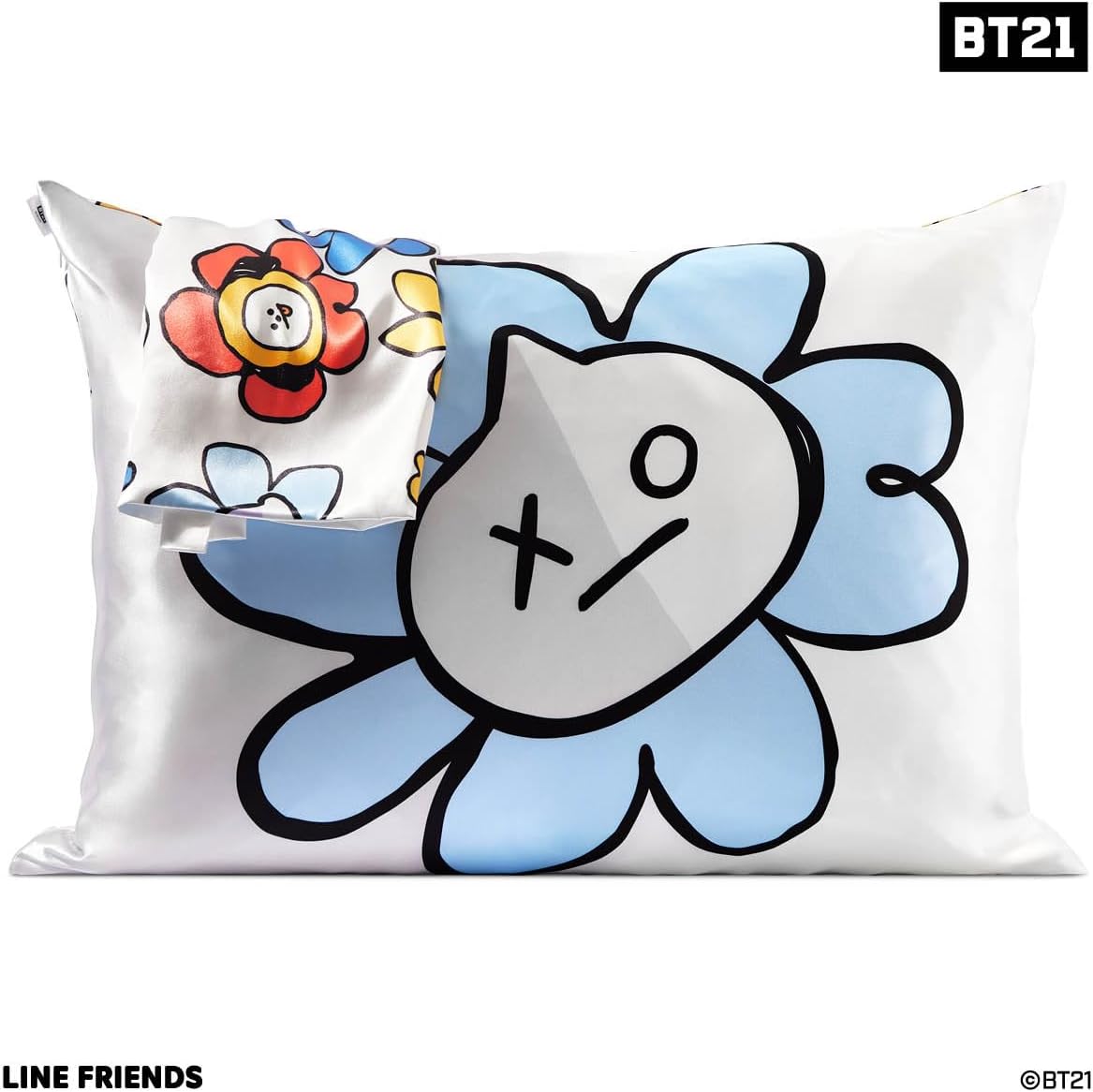 Kitsch x BT21 (Van) Satin Pillowcase with Zipper for Hair & Skin - Softer Than Silk Pillow Cases, Smooth Cooling Pillow Cover, Wrinkle-Free, Machine Washable, Queen/Standard (19x26)