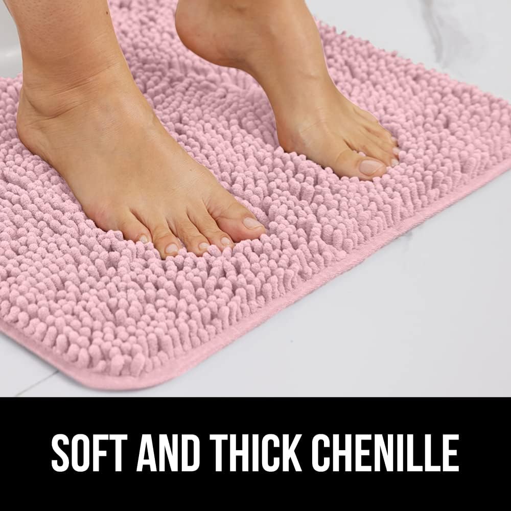 GORILLA GRIP Bathroom Rug Sets, Soft Chenille 2 Piece Area Rugs Set, Toilet Base Mat and 30x20 Carpet, Absorbent Microfiber Washable Mats Dry Quickly, Home Décor and Bath Room Accessories, Lt Pink