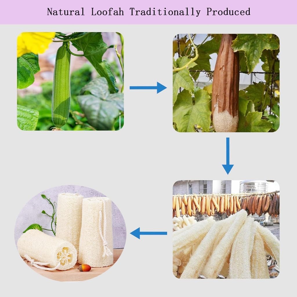Natural Loofah Exfoliating Body Scrubber,Bath Shower Loofah Sponge for Women and Men,Made with Biodegradable Shower luffa Sponge,for Body That Gets You Clean(3 PC)