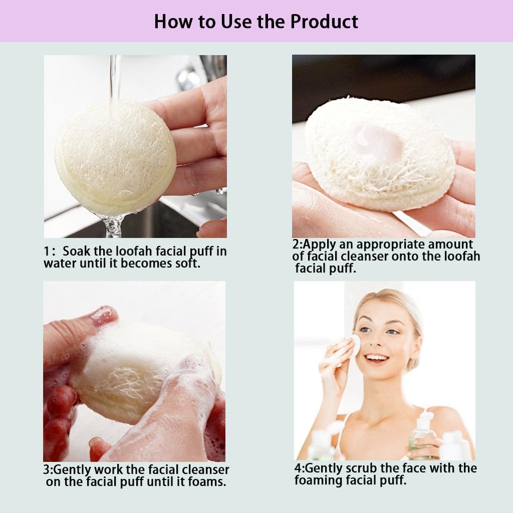 Natural Loofah Exfoliating Face Scrubber,Shower loofah Facial Scrubber exfoliating Pads for Women and Men,Made with Biodegradable Shower loofa Sponge,for Face That Gets You Clean(6 PC)