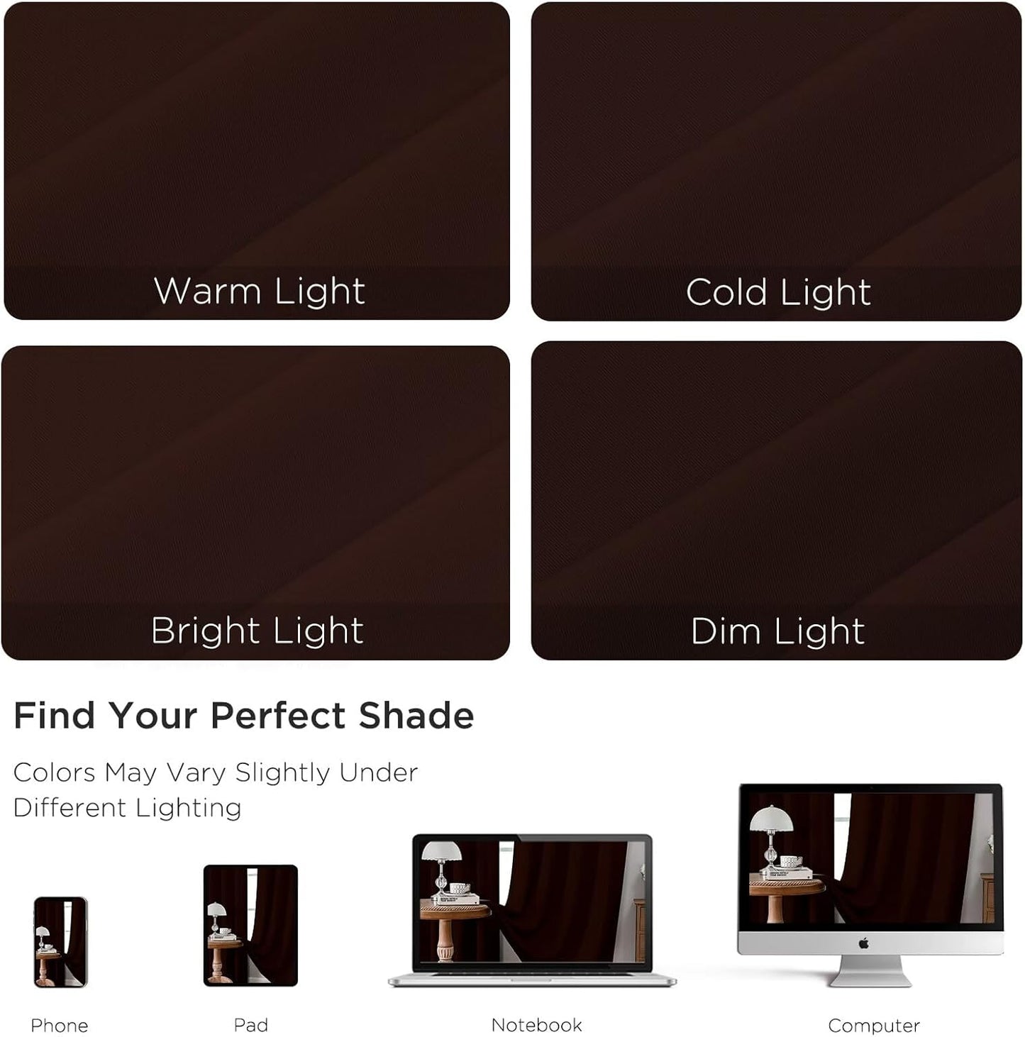 CUCRAF Blackout Curtains 96 inch Length 2 Panels Set, Rod Pocket Room Darkening Drapes for Bedroom Living Room, Insulated Thermal Light Blocking Window Curtain (W52 x L96 Inch, Chocolate)