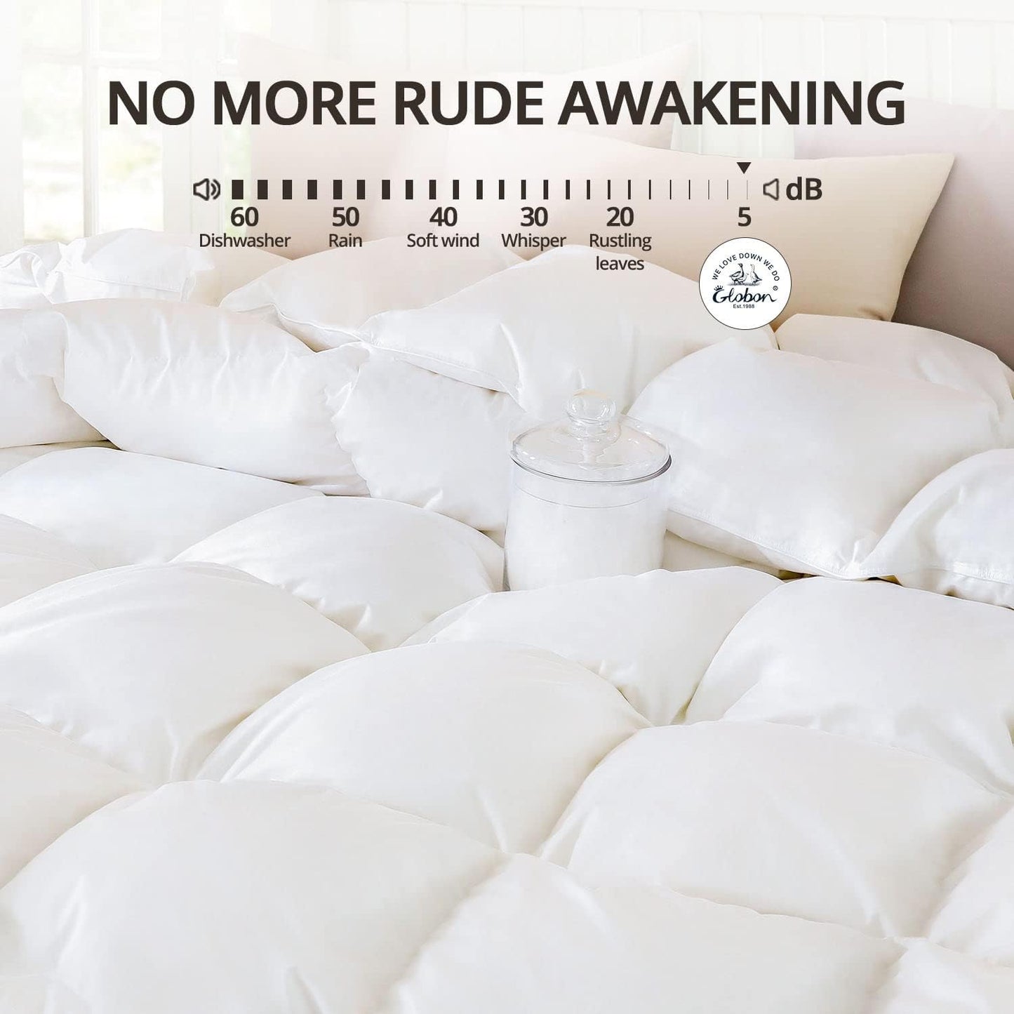 Globon Winter White Goose Down Comforter King Size,Down Duvet Insert, 800 Fill Power, 420 Thread Count,Ultra Soft Noiseless Shell with Corner Tabs, White