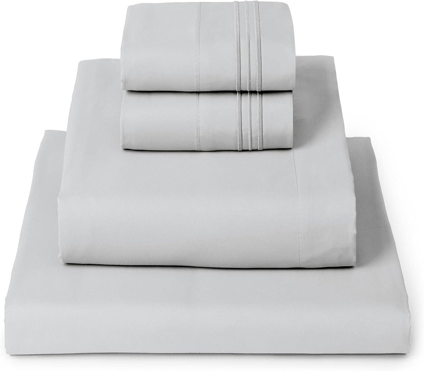Mellanni King Sheets Set - 4 PC Iconic Collection Bedding - Hotel Luxury, Extra Soft, Cooling Bed Sheets - Wrinkle, Fade, Stain Resistant (King, Light Gray)