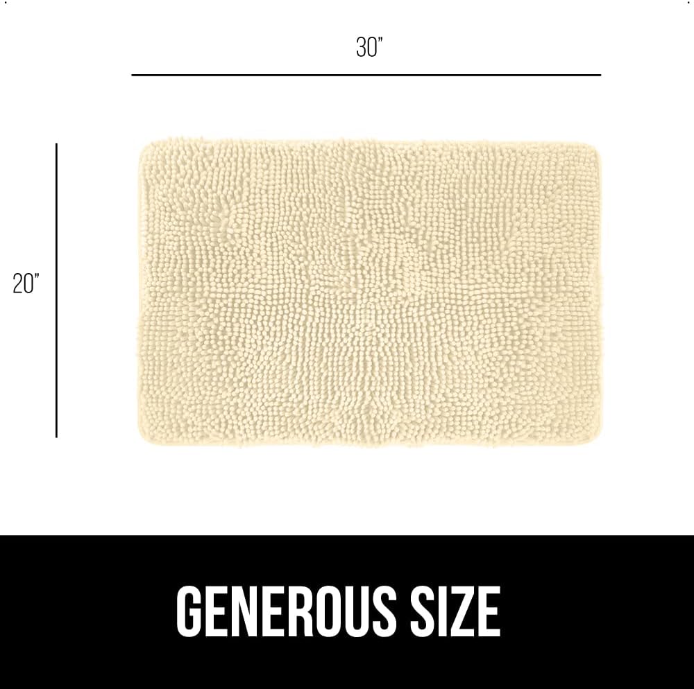 GORILLA GRIP Bath Rug Mat 30x20, Thick Soft Absorbent Chenille, Quick Dry Microfiber Mats, Rubber Backing Washable Shower Floor Rugs, Bathmat Runner, US Designed Bathroom Home Decor Accessories Sand