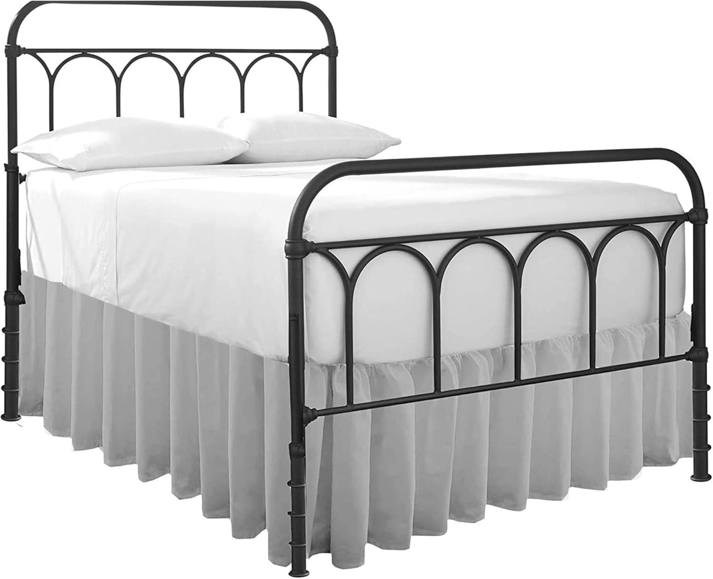 Ruffled Bed Skirt with Split Corners-Dust Ruffle - 12" Drop 100% Microfiber Soft,Sheen & Luxurious Look - Bed Skirts (Light Grey -Queen)