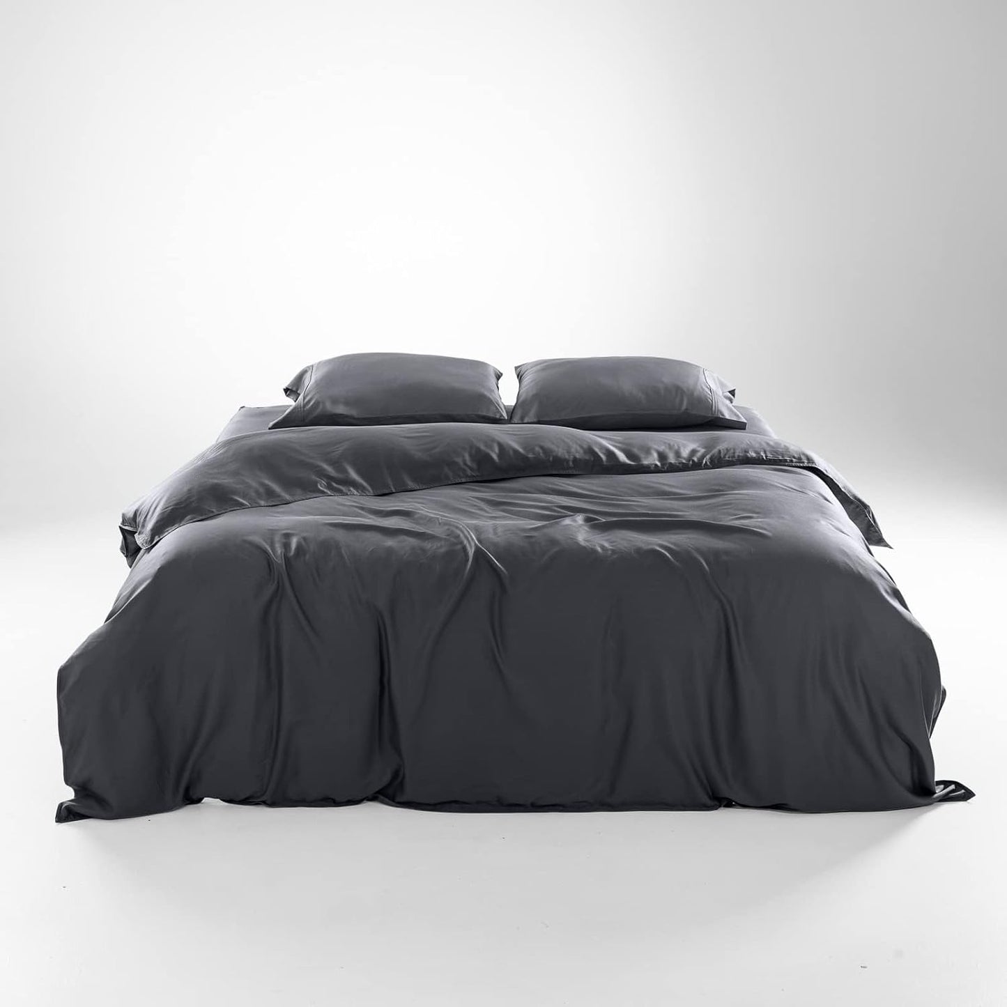 Olive + Crate Tencel Eucalyptus Cooling Duvet Cover Set - Hypoallergenic, Lyocell Tencel Duvet Cover - Soft, Temperature Regulating with Hidden Button Closure & Corner Ties - King Size [Charcoal]