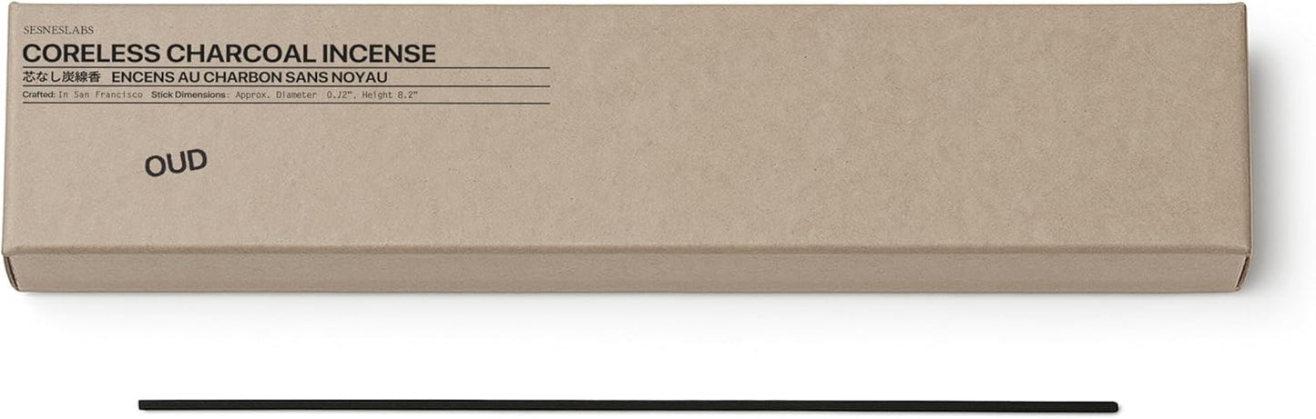 Oud Coreless Pure Incense Sticks, Clean-Burning, Niche Chinese Pepper, Rosewood, Amber, Vetiver, Oud, Tonka Bean Scented, Hand-Dipped, 1 Hour Burn Time, 20 Sticks, Bamboo Charcoal-Based
