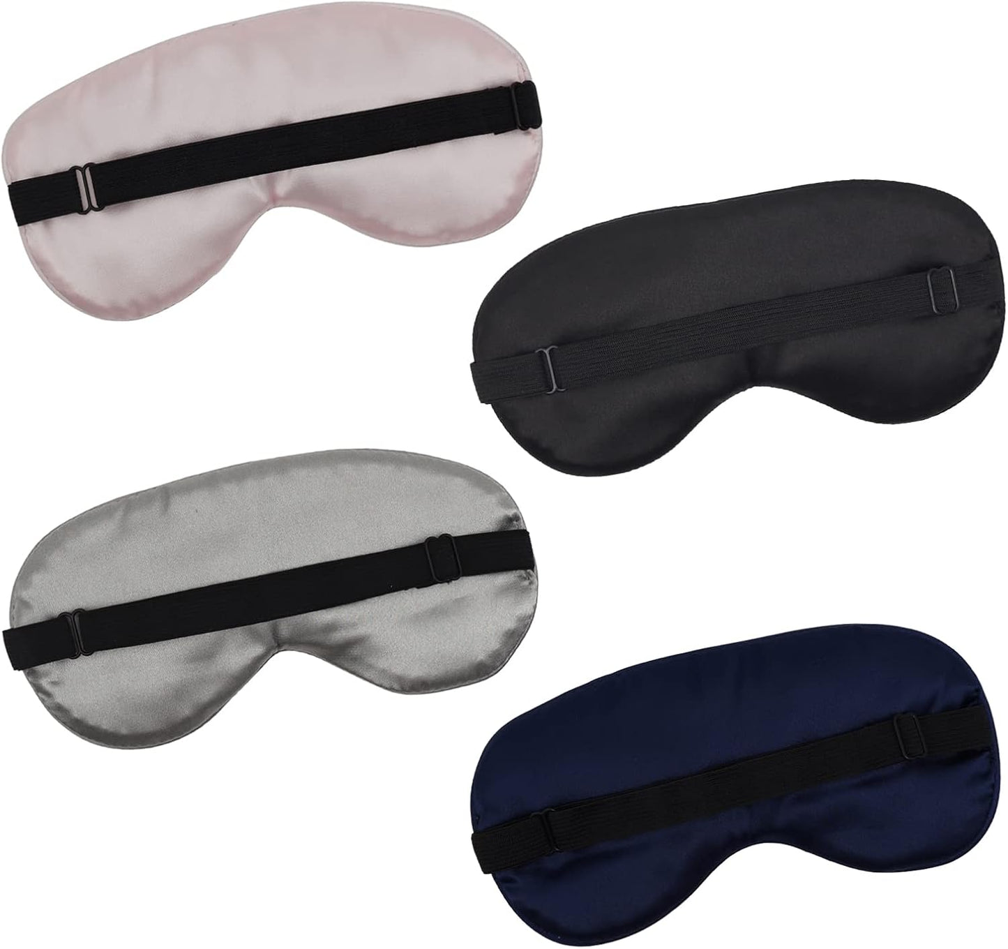 4 Pack Eye Mask for Sleeping Silky Soft Satin Blindfold Adjustable Strap Night Eye Cover for Women Men