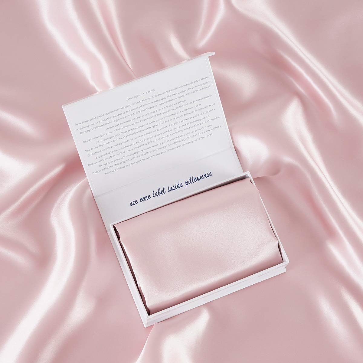 ALASKA BEAR Silk Pillowcase Envelope Closure, 22 Momme 100 Percent Mulberry Silk Pillow Slip Foldover Design, Washable and NO Zipper, King(1, Pink)