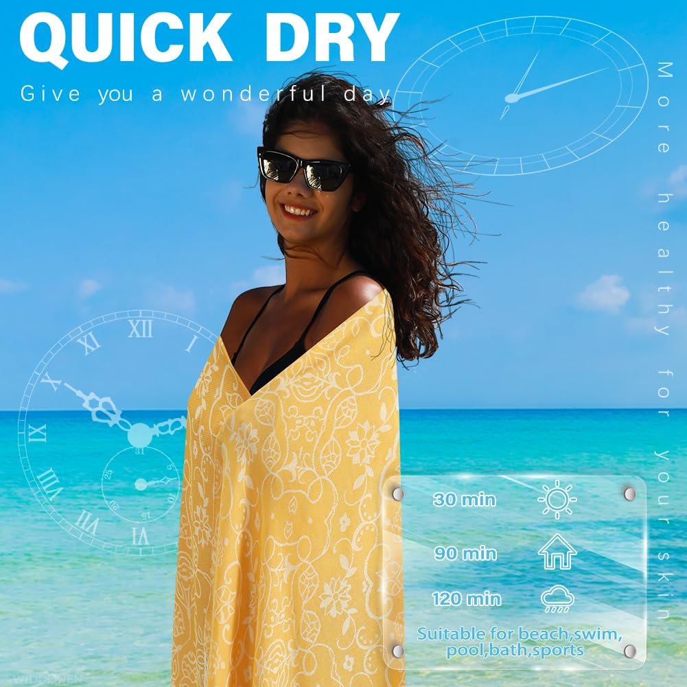 2 Pack Turkish Beach Towel Quick Dry Absorbent Cotton Lightweight Thin Bathroom Bath Pool Swim Towels Extra Large Oversized Sand Free Beach Accessories Essentials Stuff Cloud Adults Gift