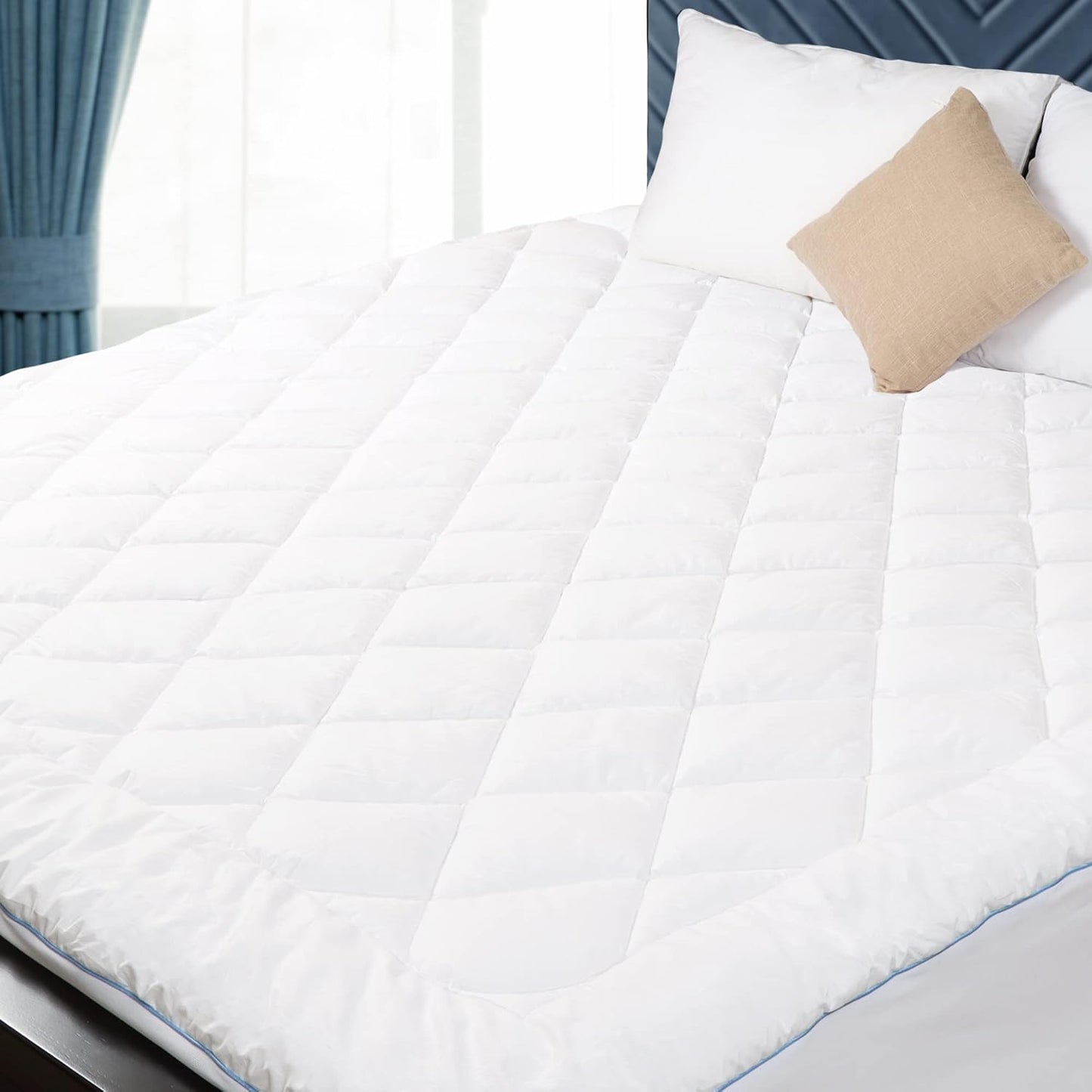 Queen Mattress Pad Cotton Mattress Pad Cover Quilted Mattress Cover 18-22" Deep Pocket Mattress Protector Queen Size Thin Down Alternative Filling Noiseless & Breathable