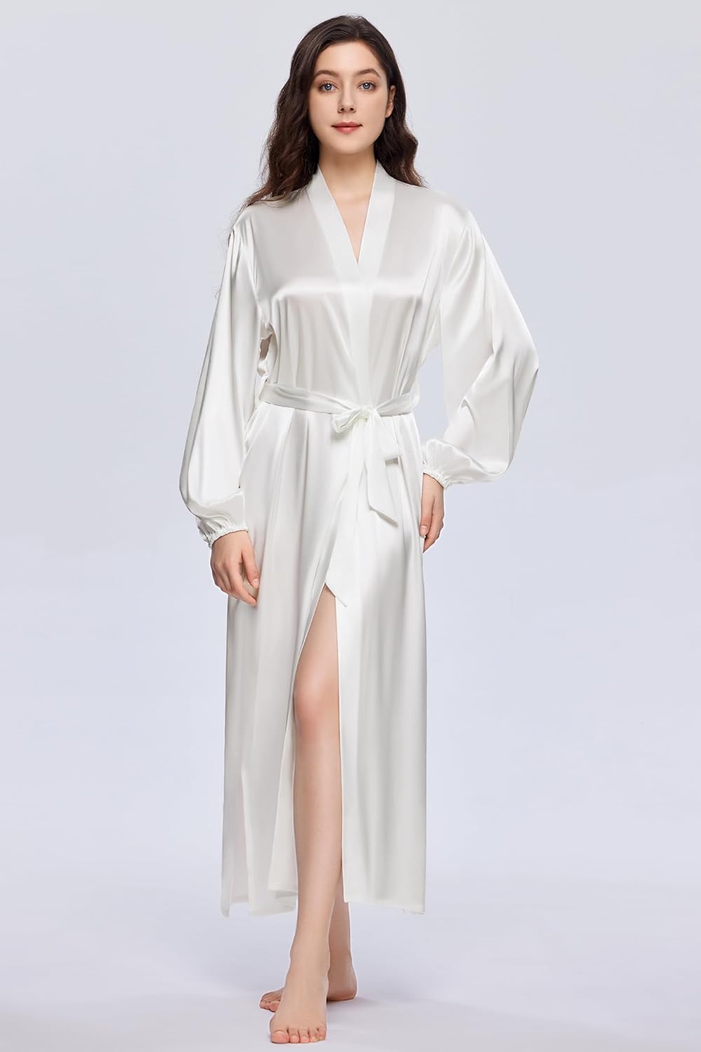 PRODESIGN Satin Kimono Robe Women Long Silky Kimono Bathrobe Sleepwear Wedding Bridesmaid Robe