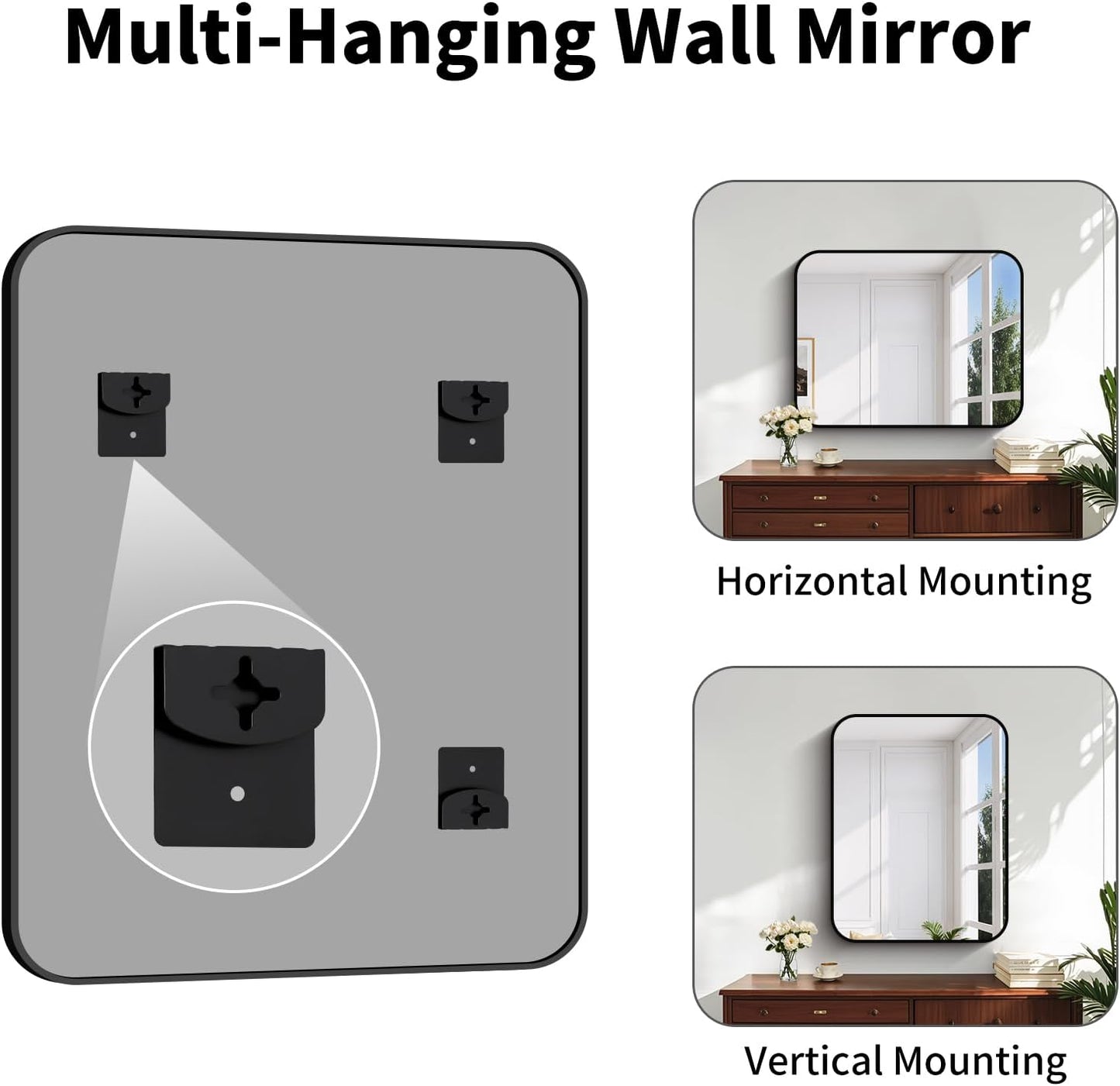 Koonmi Black Framed Bathroom Mirror - 28x36 Inch Shatterproof Tempered Glass Vanity Mirror for Bathroom Sink, Wall Mounted with Matte Aluminum Alloy Frame, No Distortion, Modern Decor