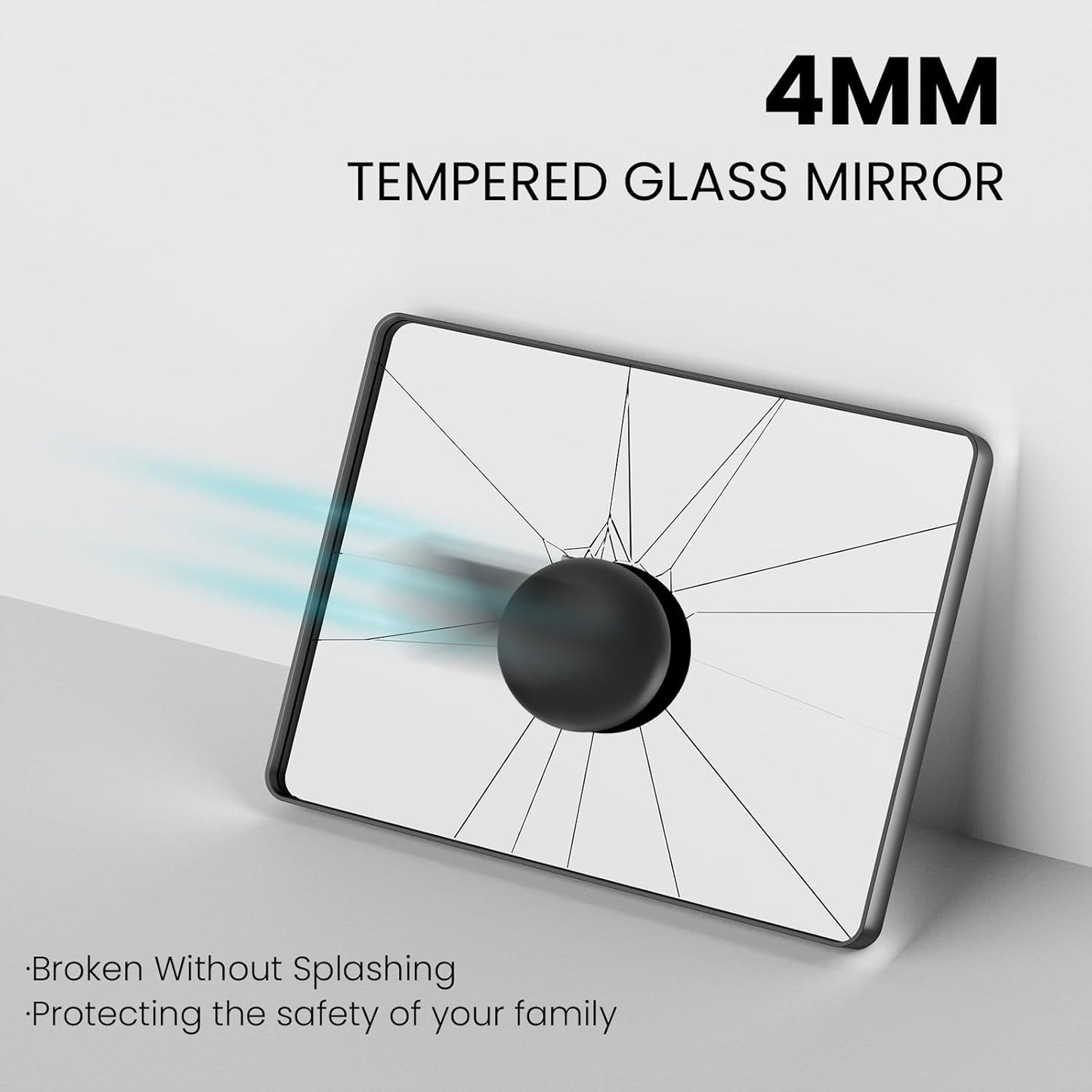 White Bathroom Mirror 40x32 Inch, White Metal Framed Bathroom Mirror for Wall, Rounded Rectangle Matte Bathroom Vanity Mirror, Tempered Glass, Anti-Rust, Horizontal/Vertical