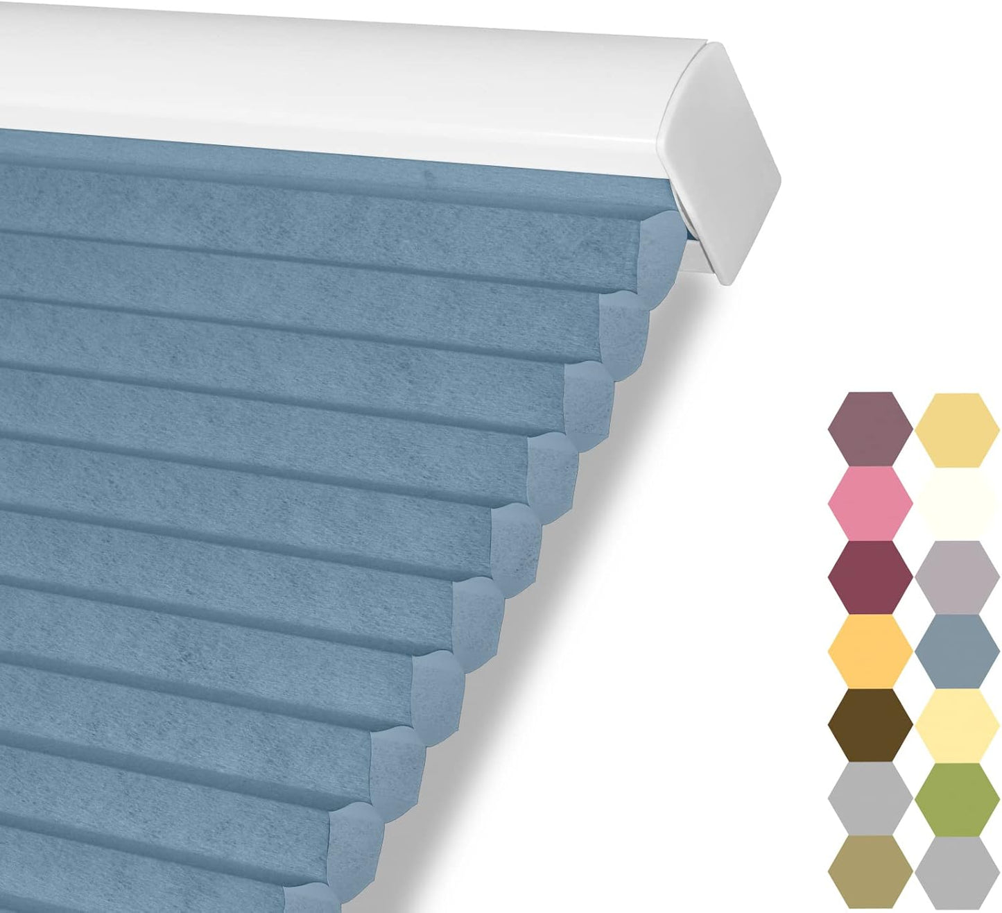 Persilux Custom Size Light Filtering Cellular Window Shades Cordless Roller Shades Bottom up UV Protection Room Darkening Honeycomb Blinds for Windows, Home and French Doors Blue