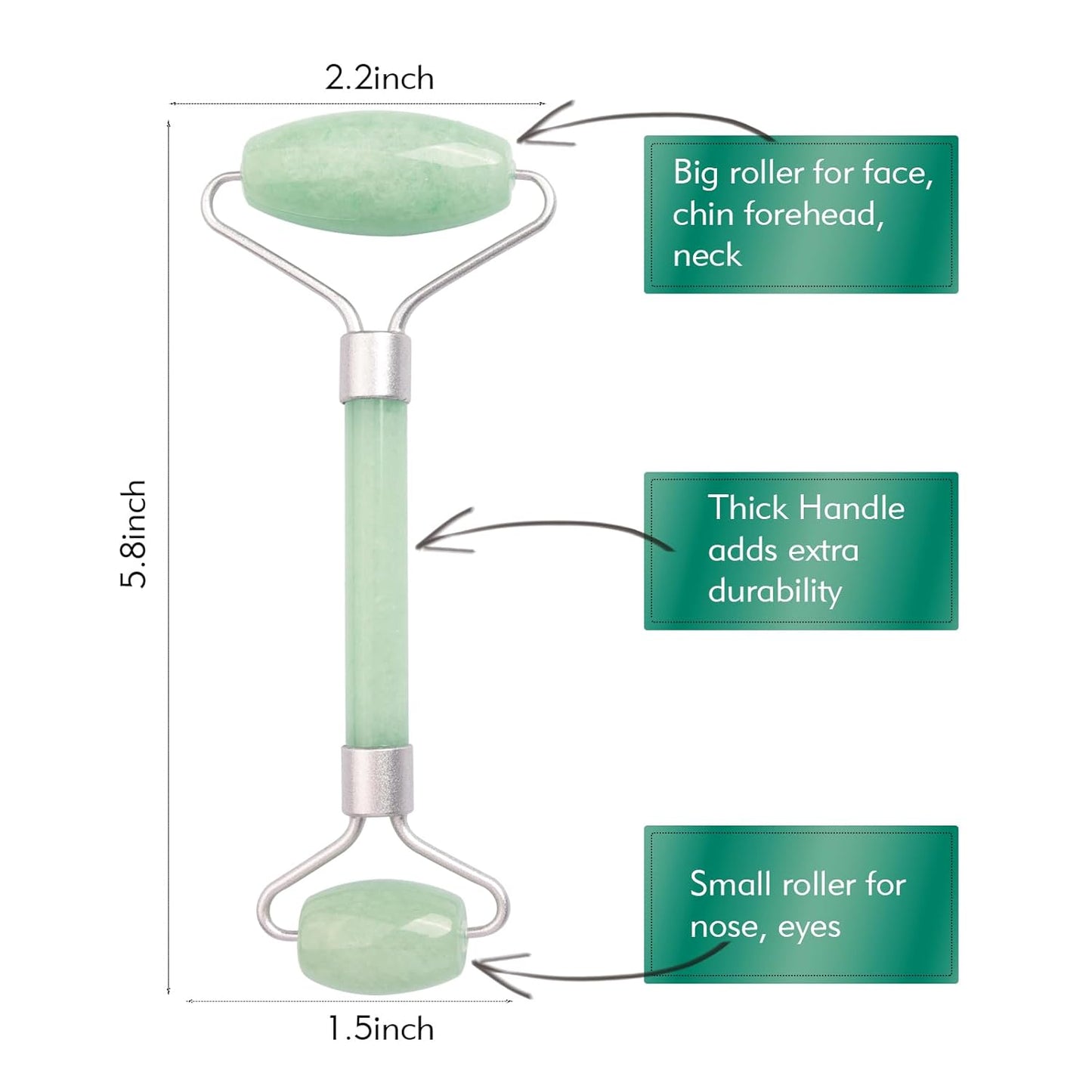 Jade Roller for Face Dpolla Dual-Sided Facial Massager with Small Eye Roller for Reducing Puffy Eyes and Wrinkles, Perfect for Women’s Skin Care Routine