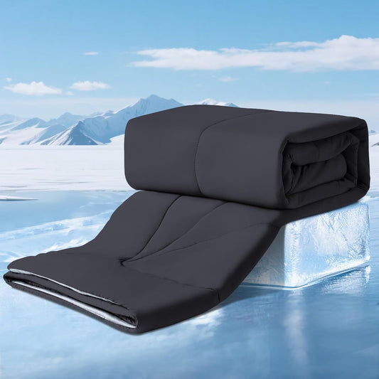 Elegear Revolutionary Cooling Comforter Queen Absorb Body Heat to Keep Cool, Cooling Blanket for Hot Sleepers Japanese Arc-Chill 3.0 Cool Tech Summer Comforter Hypo-Allergenic Cool Quilt-Black/Gray
