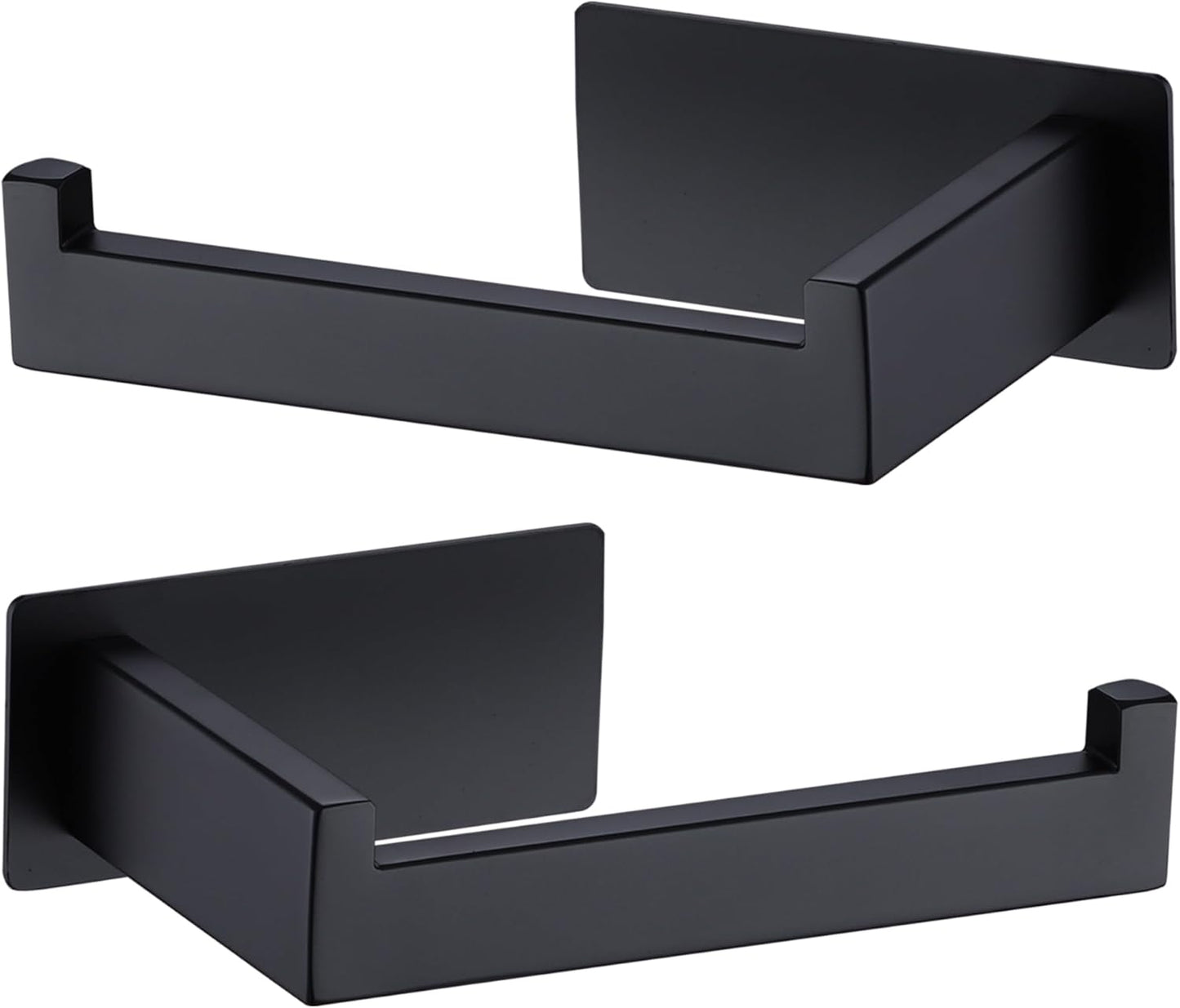 LANC Self-Adhesive Toilet Paper Holder, Matte Black Toilet Tissue Holder for Bathroom Kitchen Stick on Paper Roll Holder with No Drilling Rustproof Stainless Steel Left and Right 2 Pack, A8307MB-LRP2
