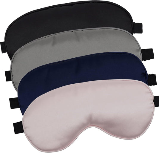 4 Pack Eye Mask for Sleeping Silky Soft Satin Blindfold Adjustable Strap Night Eye Cover for Women Men