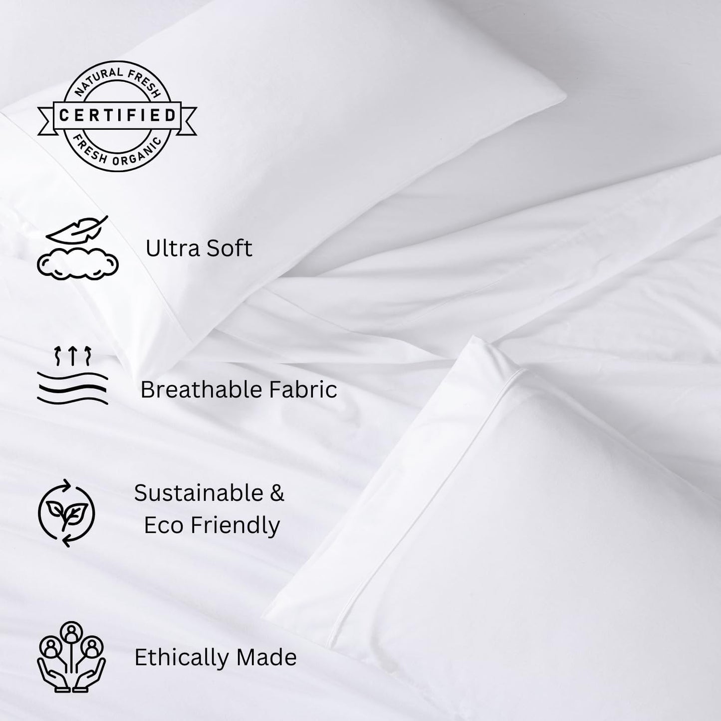LANE LINEN 100% Organic Cotton Twin Sheets Set, 3PC Twin Bed Sheets, Cotton Sheets Twin Size Bed Set, Dorm Room Essentials with 15" Deep Pocket Fitted Sheet - Charcoal & White Twin Sheets (2 Pack)
