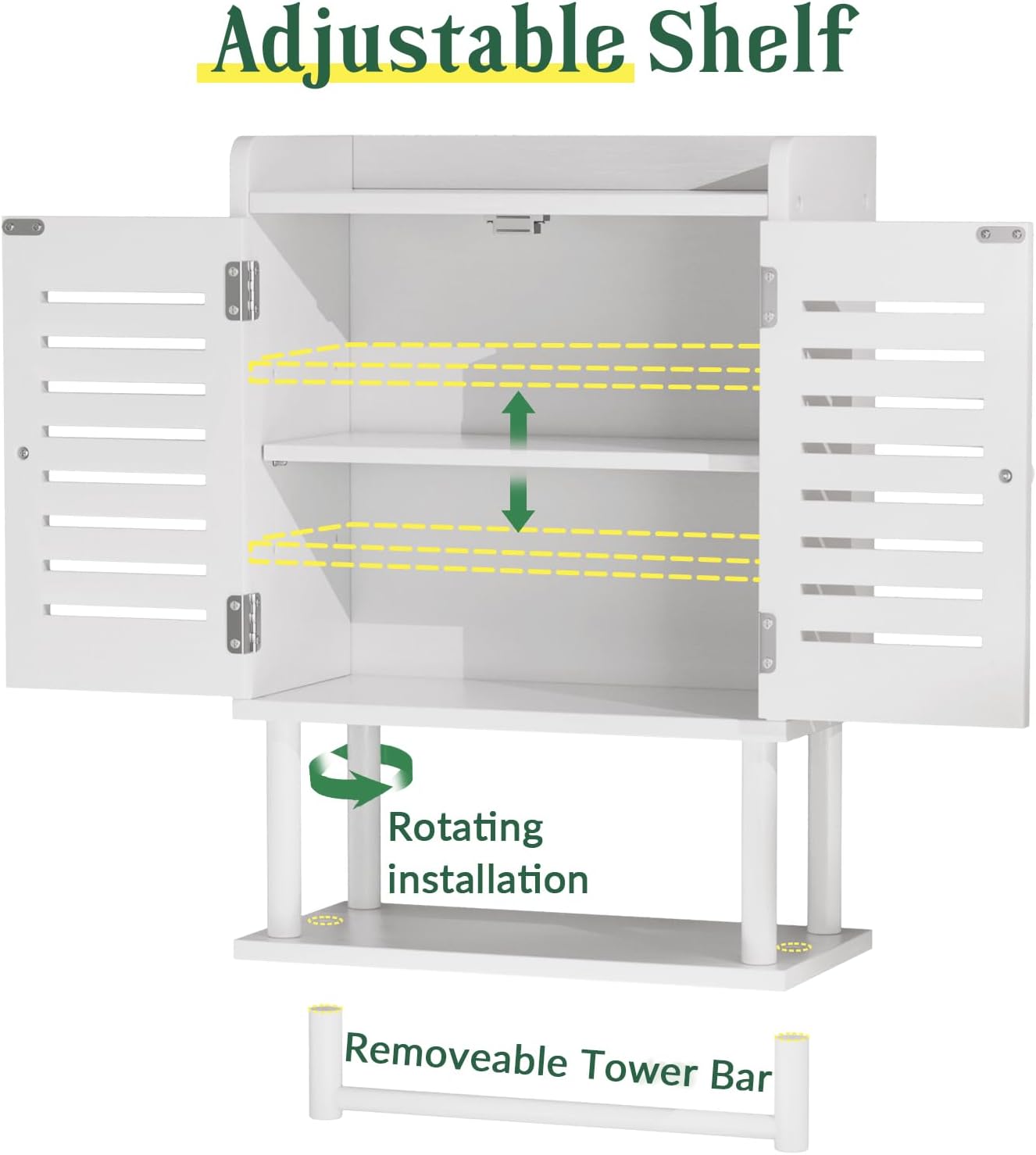 AmazerBath Bathroom Wall Cabinets, Bamboo Medicine Cabinets with Towel Bar, Hanging Over The Toilet Storage Cabinet with Adjustable Shelves, Organizer Cabinet for Small Spaces, 8.3x16.5x26.6 Inches