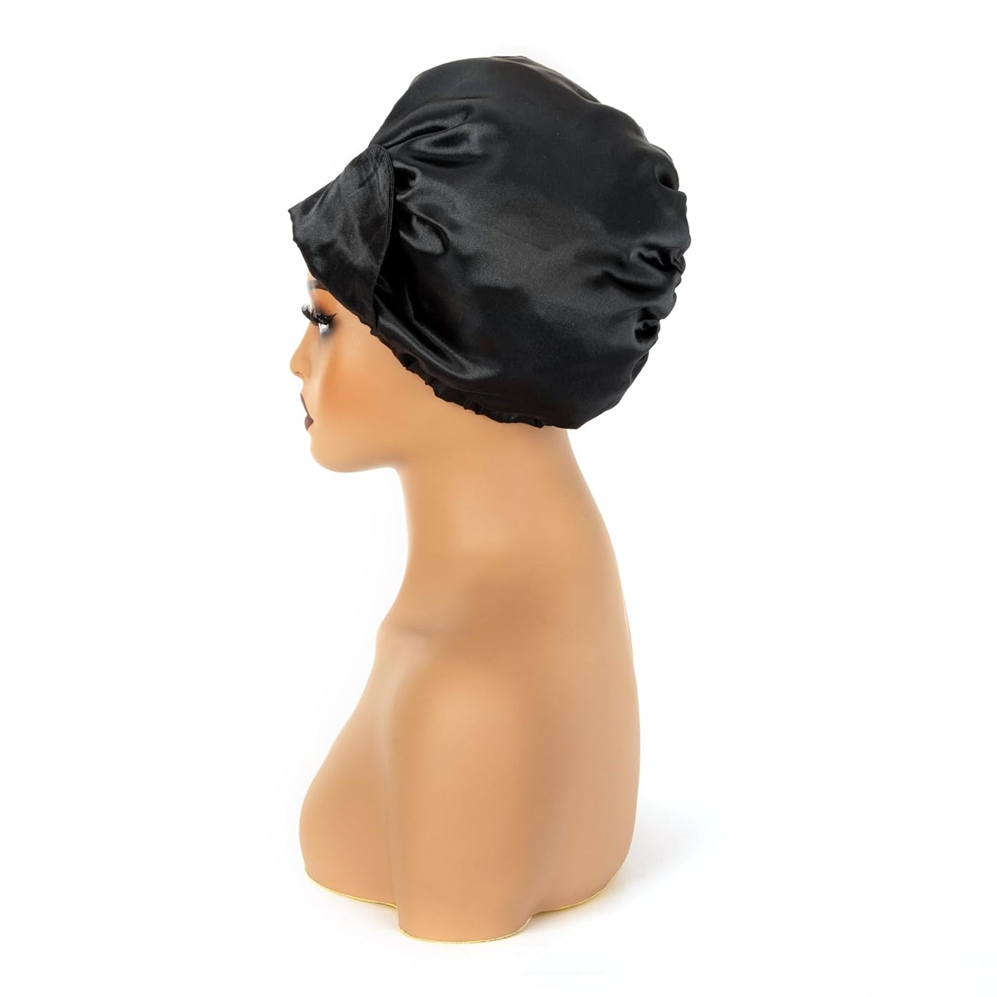 Black Satin Bonnet for Sleeping Women Adjustable Silk Hair Bonnet for Natural & Curly Hair Soft Satin Lined Bonnet Double Layer with Elastic Band Silk Sleep Cap