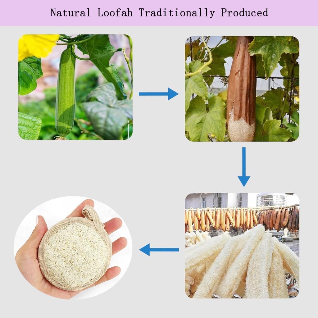 Natural Loofah Exfoliating Face Scrubber,Shower loofah Facial Scrubber exfoliating Pads for Women and Men,Made with Biodegradable Shower loofa Sponge,for Face That Gets You Clean(6 PC)