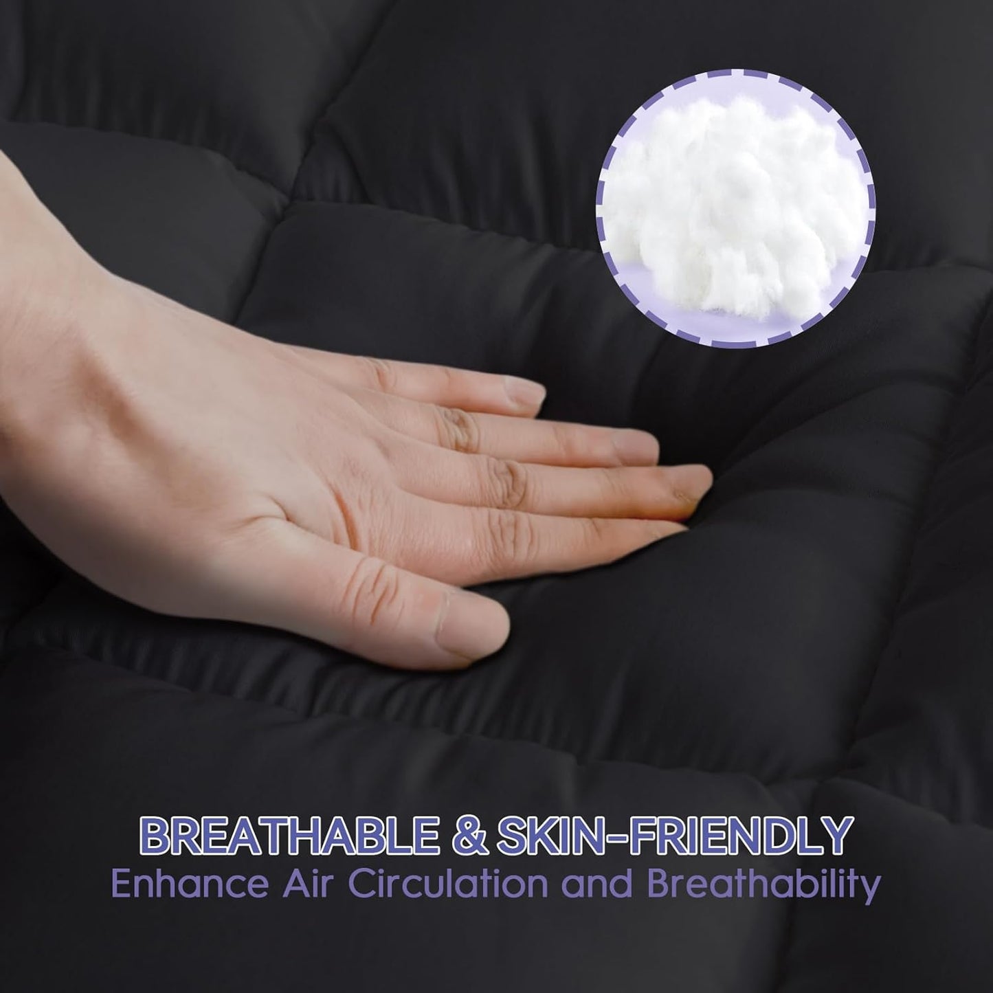 ABENE King Dual Layer 3 Inch Memory Foam Mattress Topper, 2 Inch Gel Memory Foam Plus 1 Inch Down Alternative Pillowtop Mattress Pad Cover, Soft Black Bed Topper Support for Pressure Relief