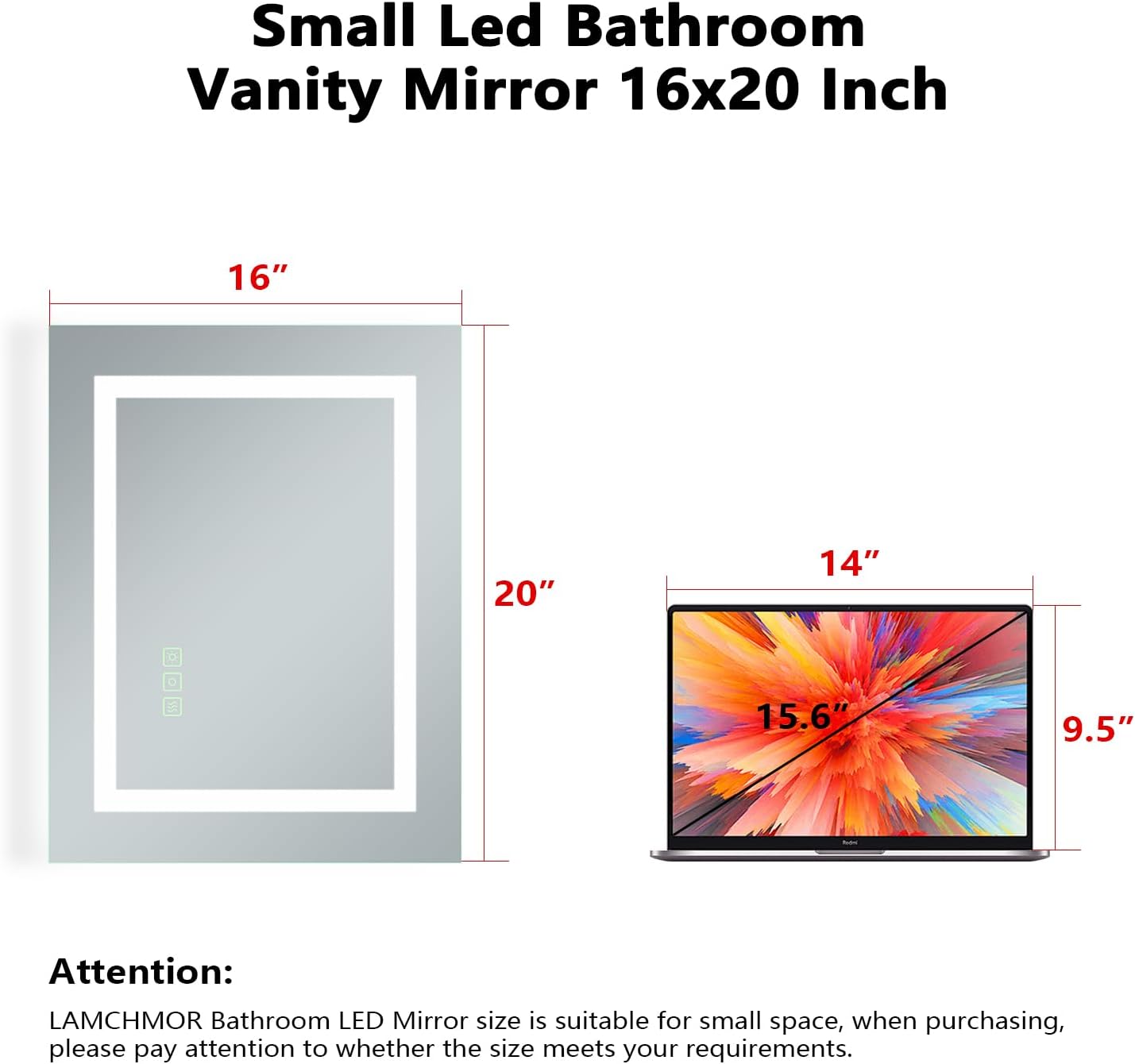 16x20 Inch LED Bathroom Mirror Frameless Vanity Mirror with Lights Backlit and Frontlit Dimmable Anti-Fog (Auto Off) Memory Makeup Wall Mirror for Bedroom Cloakroom Living Room