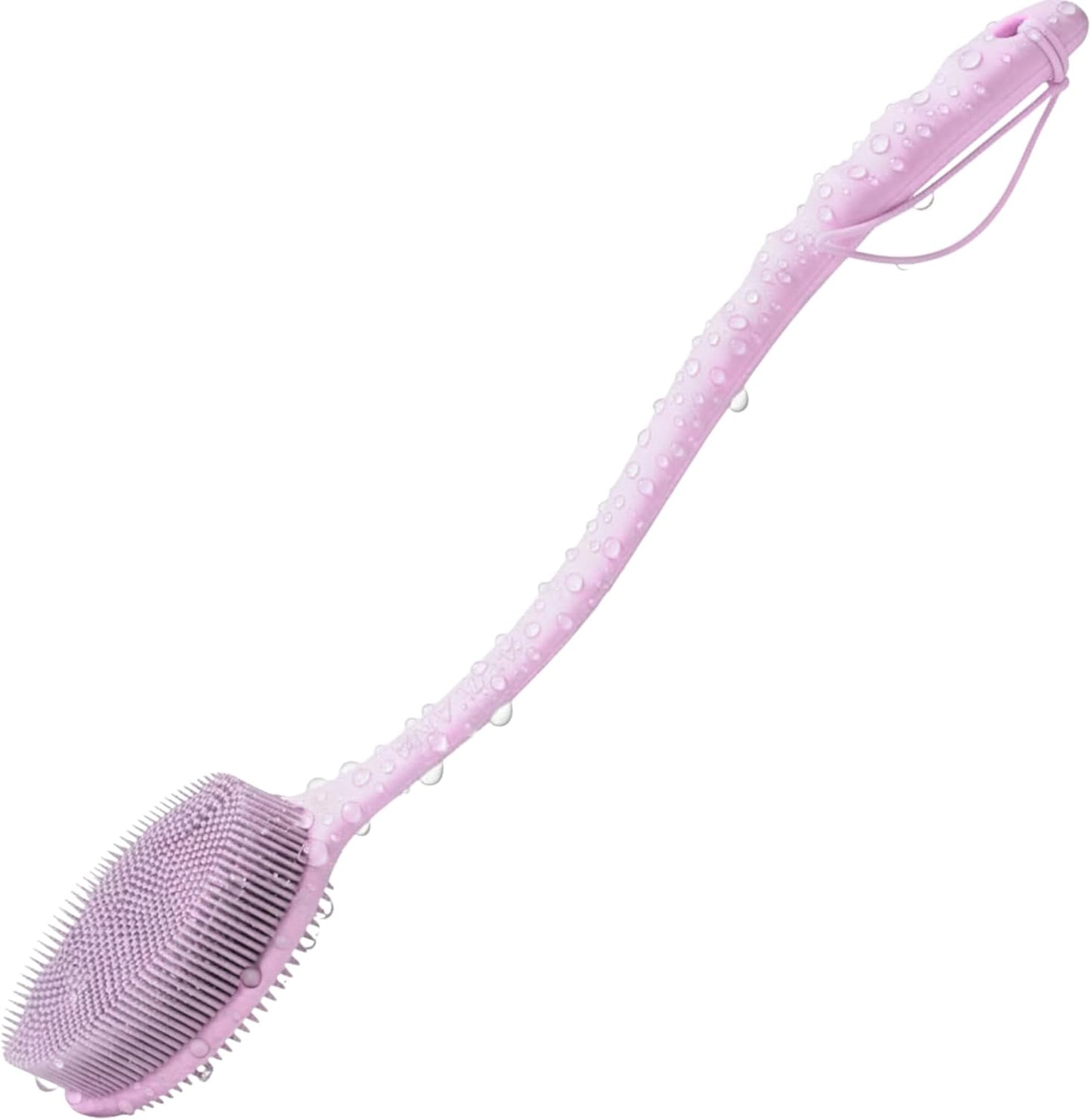 Long Handle Back Scrubber for Shower - 19 inch Extended Reach Silicone Body Brush - Avilana Bath Scrubber Extended Reach Tool - Easy Grip Body Wash Brush Gift