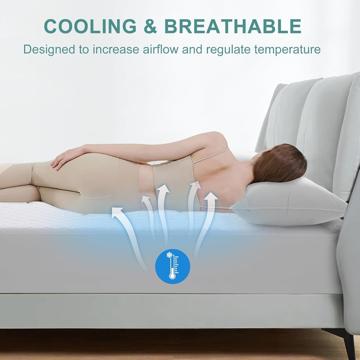 MERITLIFE Premium 100% Waterproof Full Size Mattress Protector Double Mattress Cover Cooling Breathable Mattress Pad Cover Fitted Up 8"-21" Vinyl-Free Noiseless Washable (White,Full 54"x75")
