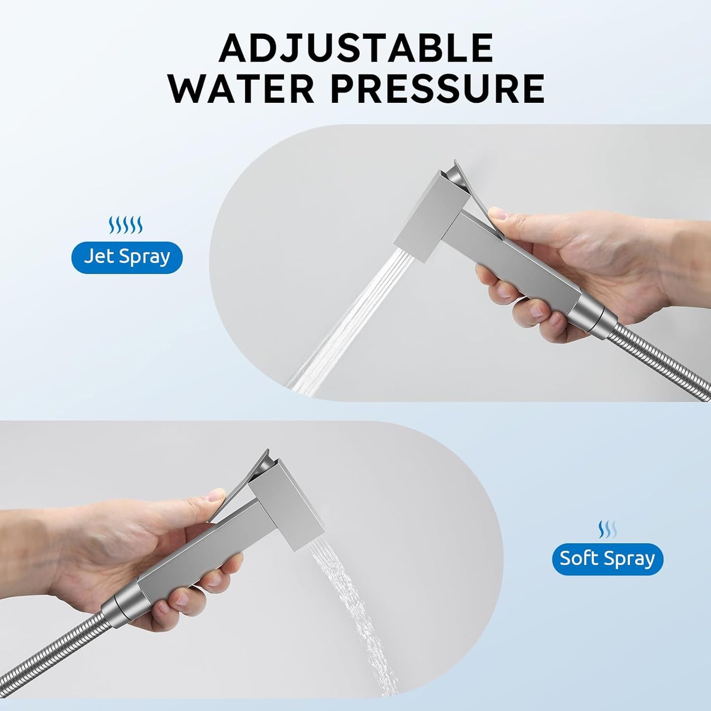 Arofa Warm Water Bidet Sprayer for Toilet with Hot and Cold Rough-in Valve, Hands-Free Handheld Jet Spray with Adjustable Water Flow, Square Toilet Sprayer with Bidet Hose for Feminine Wash