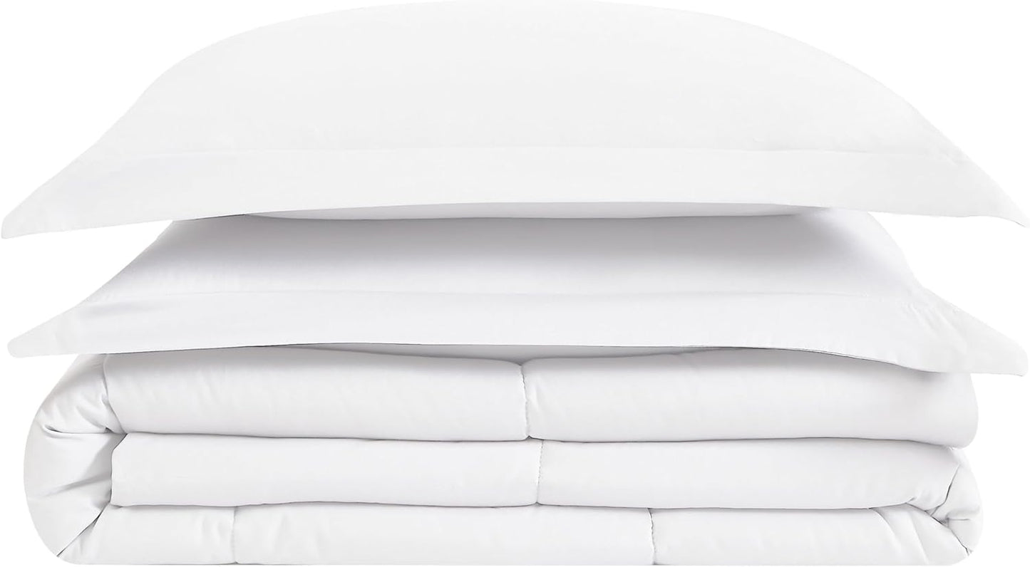 London Fog Garment Washed Solid Comforter Set White Microfiber 2-Piece Twin XL Comforter Set, Solid Themed, Adult and Teen, Oeko-TEX Certified