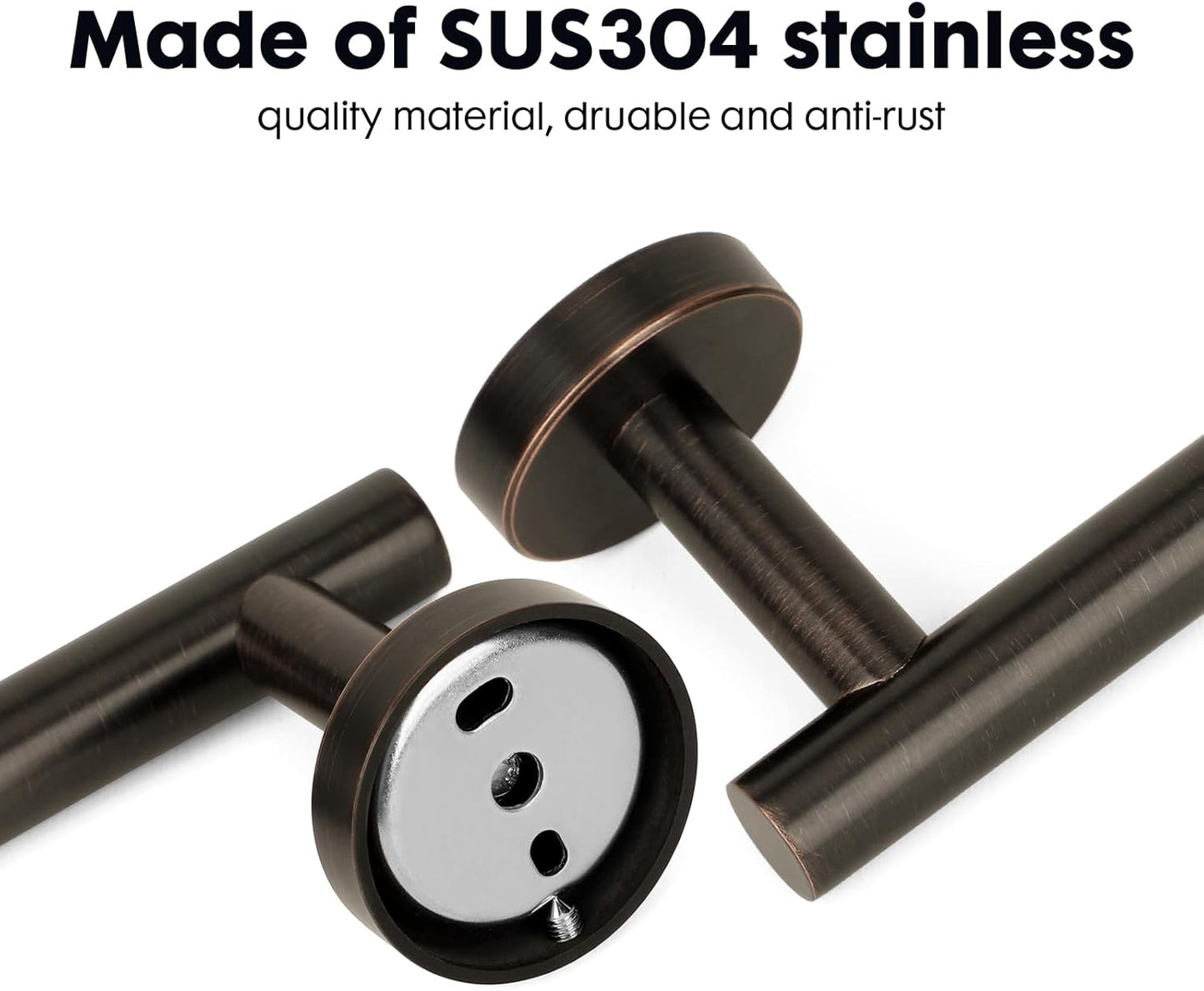 4 Piece Oil Rubbed Bronze Stainless Steel Bathroom Hardware Set Include Hand Towel Ring, Toilet Paper Holder,and 2 Robe Towel Hooks,Bathroom Accessories Set Oil Rubbed Bronze