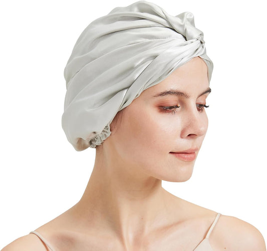 100% Mulberry Silk Bonnet, Double-Layered Hair Bonnet for Sleeping Women, Pure Silk Turban, Night Sleep Hair Wrap
