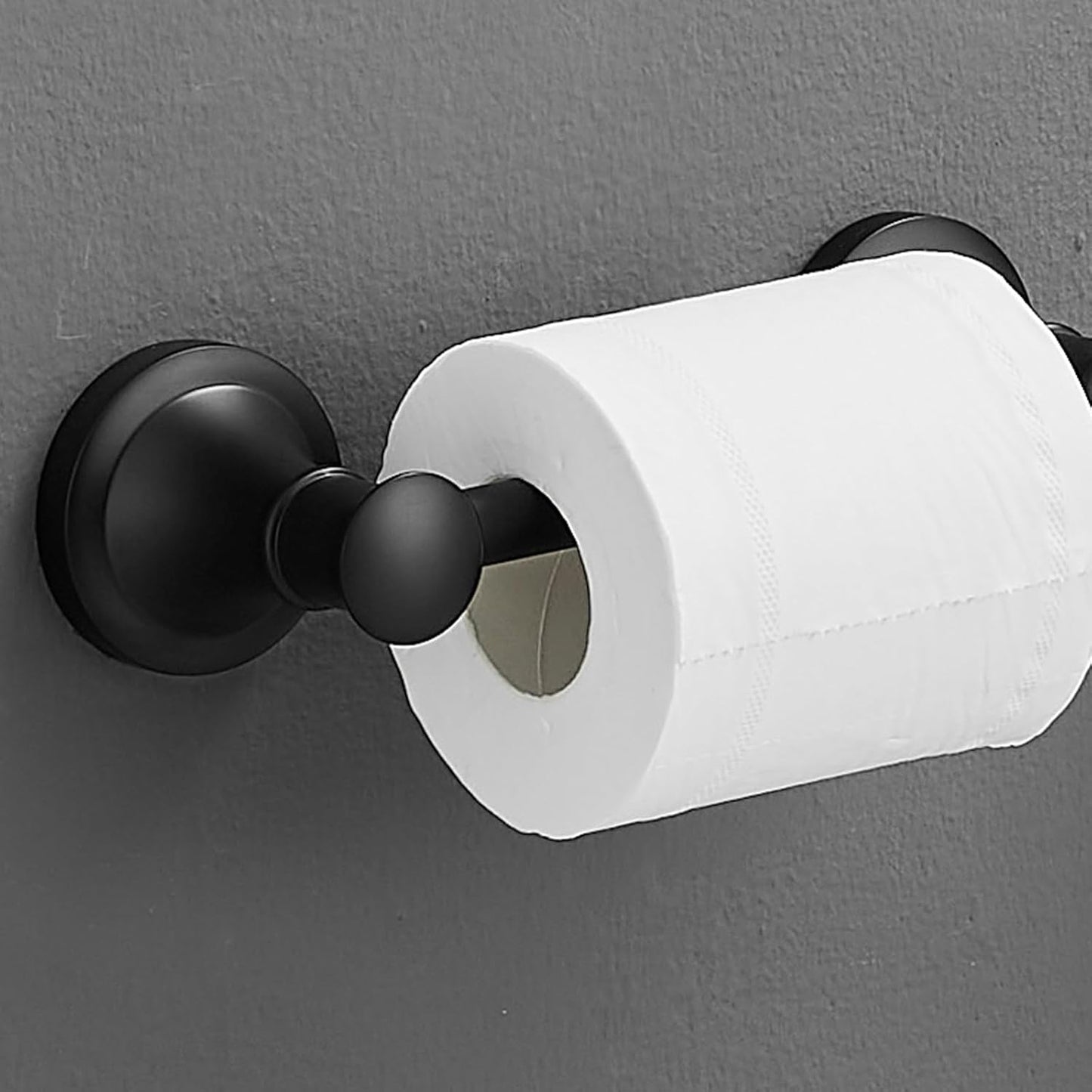 Hoimpro Wall Mounted Rustproof Toilet Tissue Paper Holder Bathroom Accessories Toilet roll Paper Hanger, Black