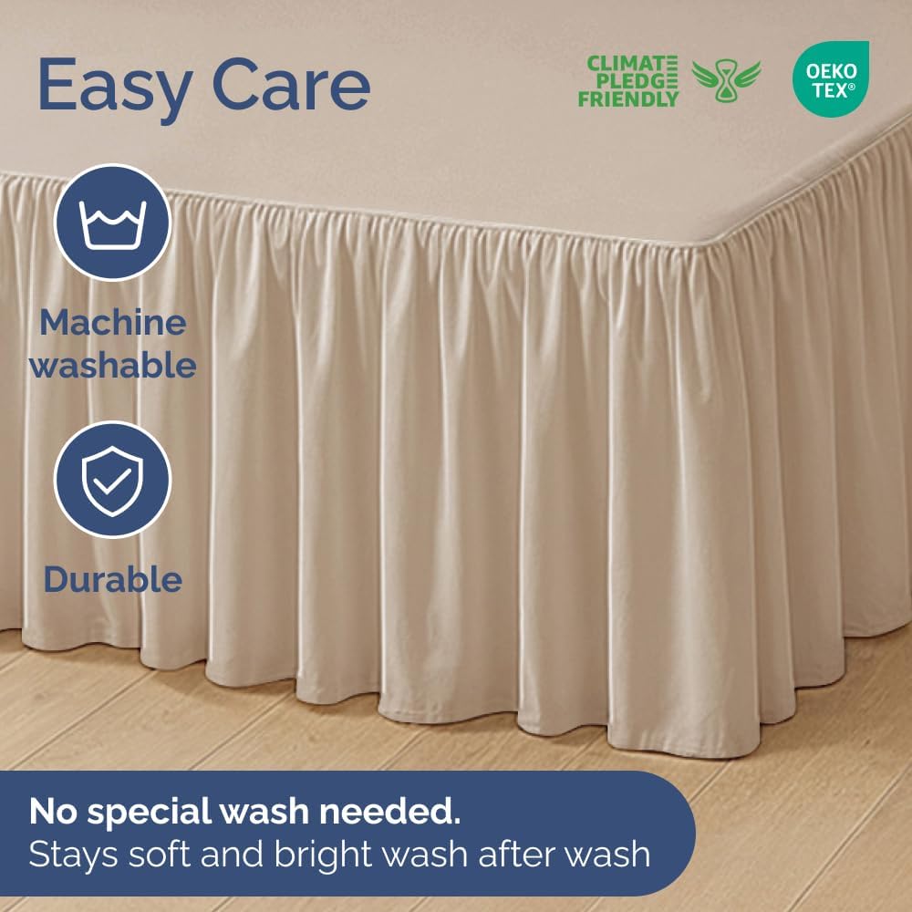 Bedskirt Queen Size Ruffle - 15 inch Drop Dust Ruffle Bed Skirt with Platform - Ultra-Soft, Easy Fit, Premium Hotel Quality - Wrinkle, Fade & Shrink Resistant - for Women, Men, Kids and Teens - Cream