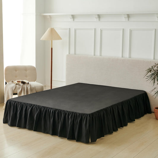 Bed Skirt Queen Size Ruffled Bed Skirt with Split Corners, Queen Bed Skirts 14 Inch Drop with Platform, Black, 14'' Queen