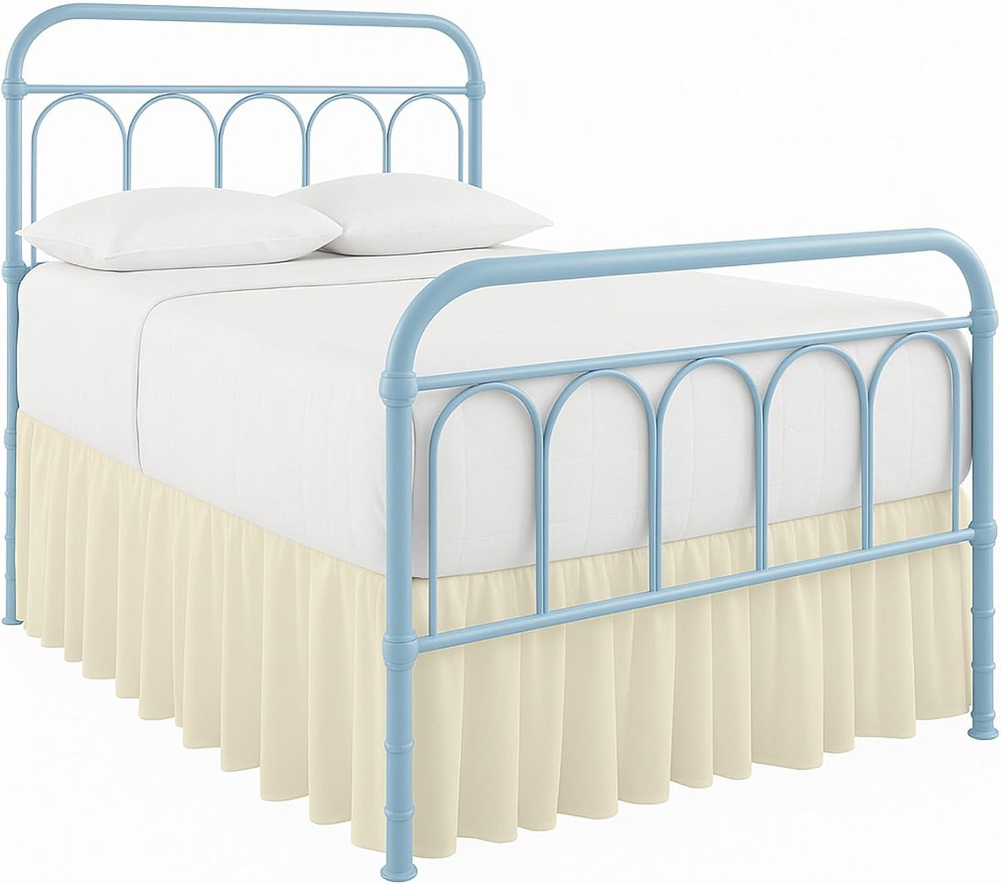 Ruffled Bed Skirt with Split Corners-Dust Ruffle - 14" Drop 100% Microfiber Soft,Sheen & Luxurious Look - Bed Skirts (Ivory -Queen)