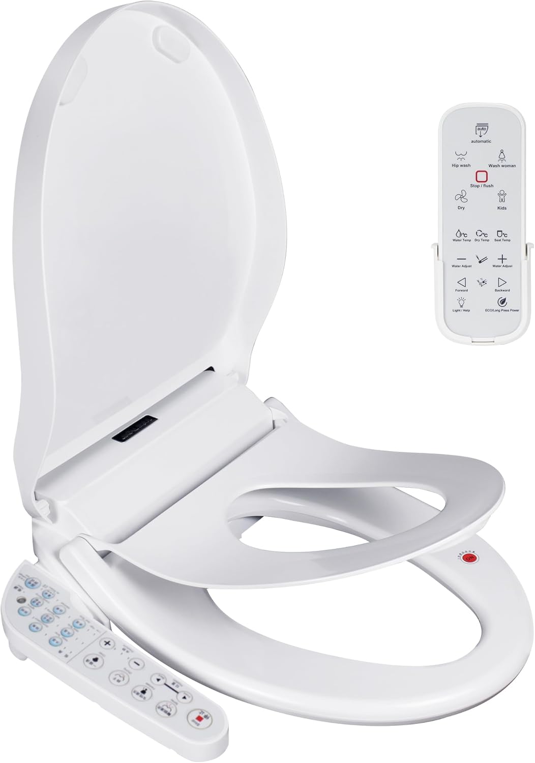 KERDE P30BR Electric Bidet Toilet Seat with Child Seat - Dual Control (Side Panel & Remote), Warm Water Wash, Heated Seat, Warm Air Dryer, LED Night Light, Universal Fit for Elongated Toilets