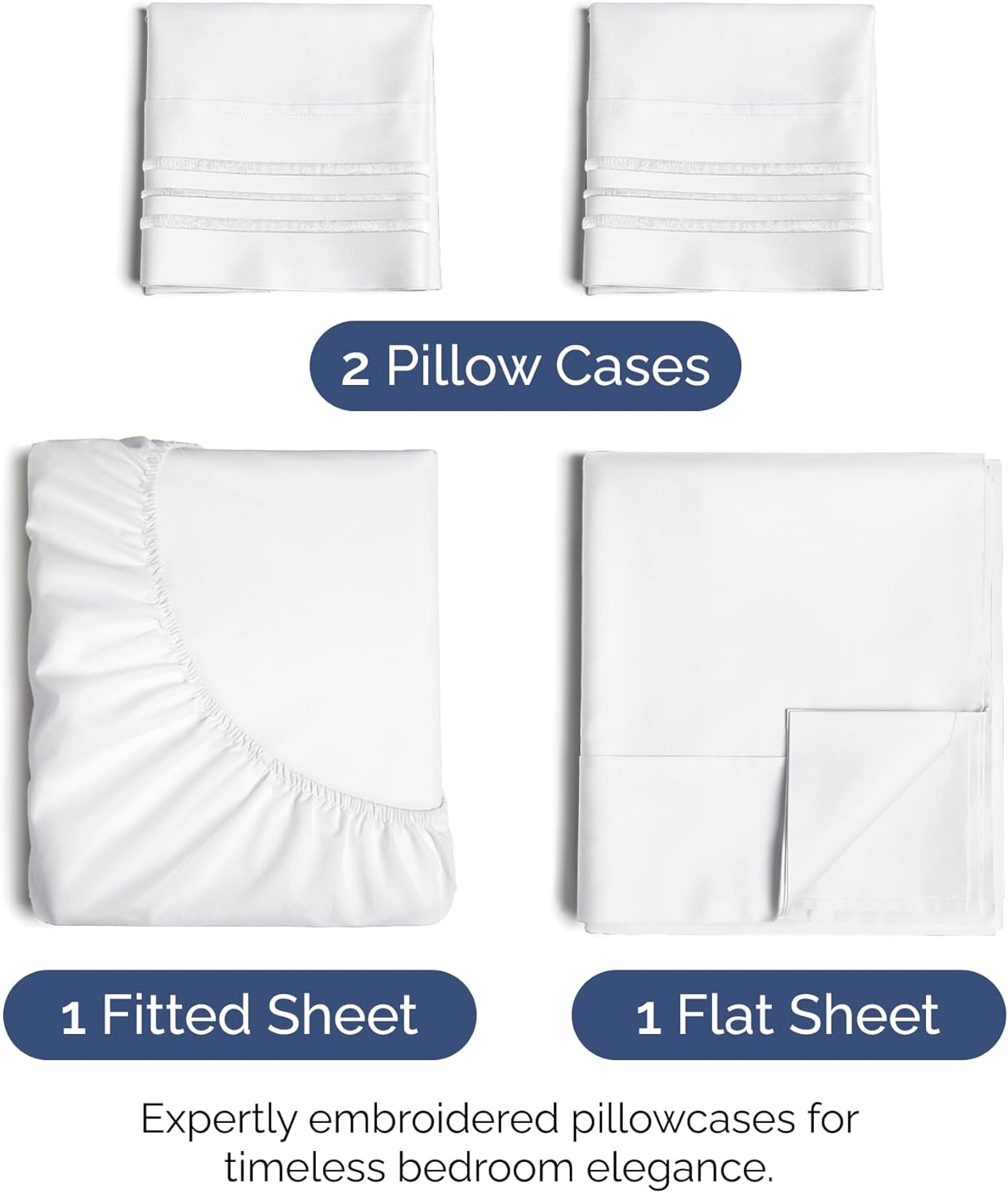 Queen Size 4 Piece Sheet Set - Extra Soft, Breathable & Cooling Sheets - Hotel Luxury Durable Bed Sheets for Women & Men - Deep Pockets, Easy-Fit & Wrinkle-Free Sheets - Bright White Oeko-Tex Sheets