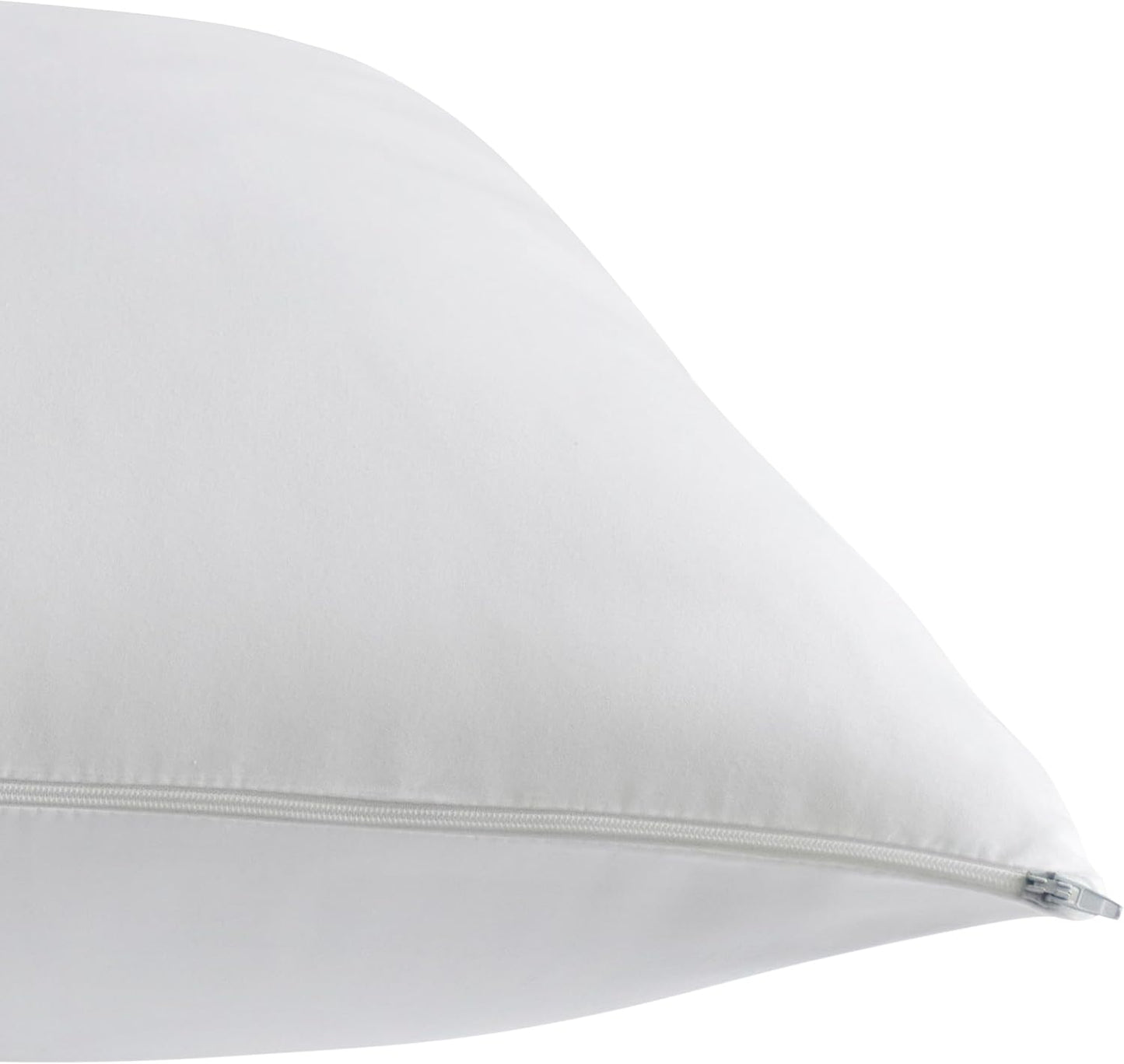 Sealy Performance 100% Cotton Breathable Moisture Wicking Fabric Machine Washable Zippered Pillow Protector, King Size, 2 Pack, White