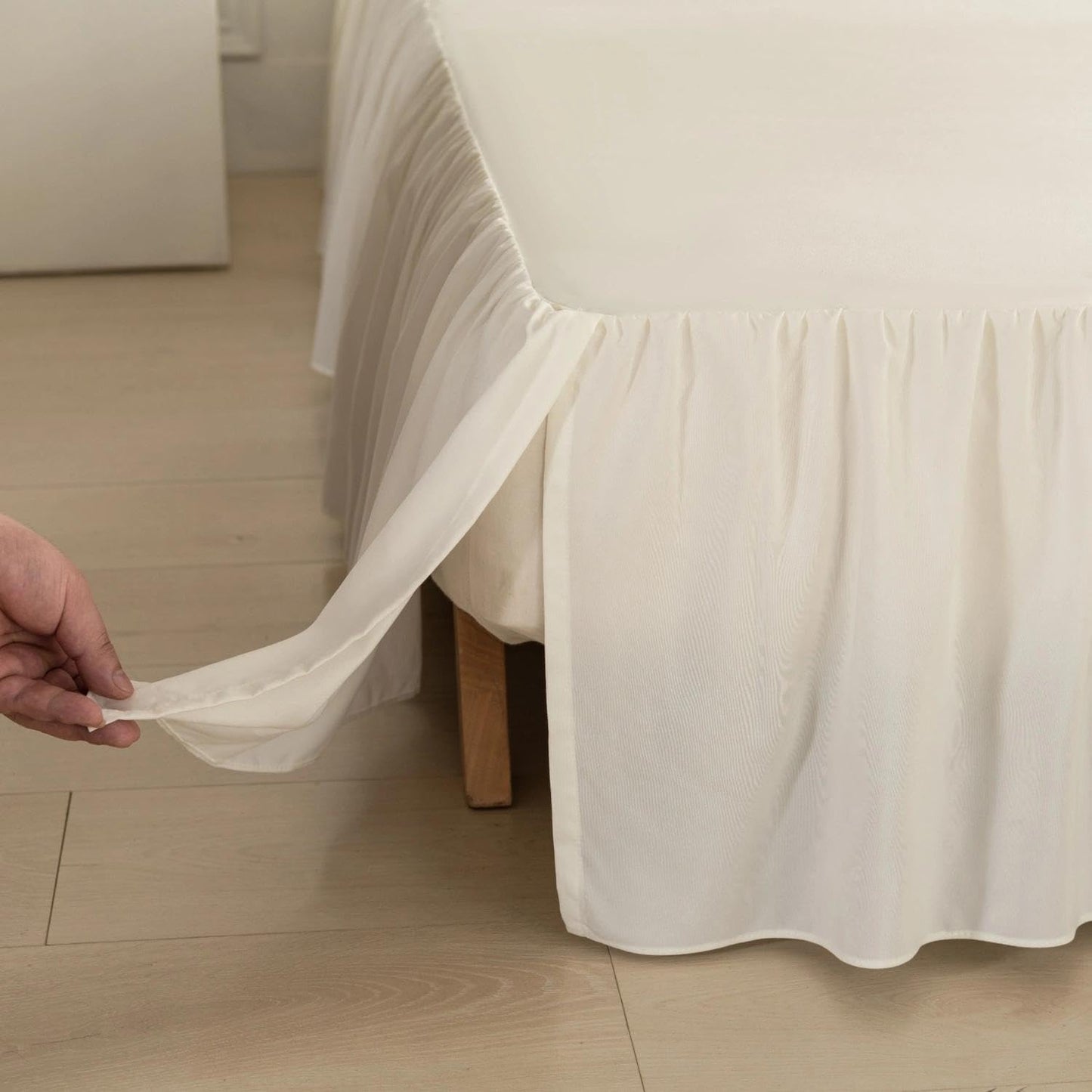 Bed Skirt Full Size Ruffled Bed Skirt with Split Corners, Ivory Full Bed Skirts 18 Inch Drop with Platform, 18'' Full