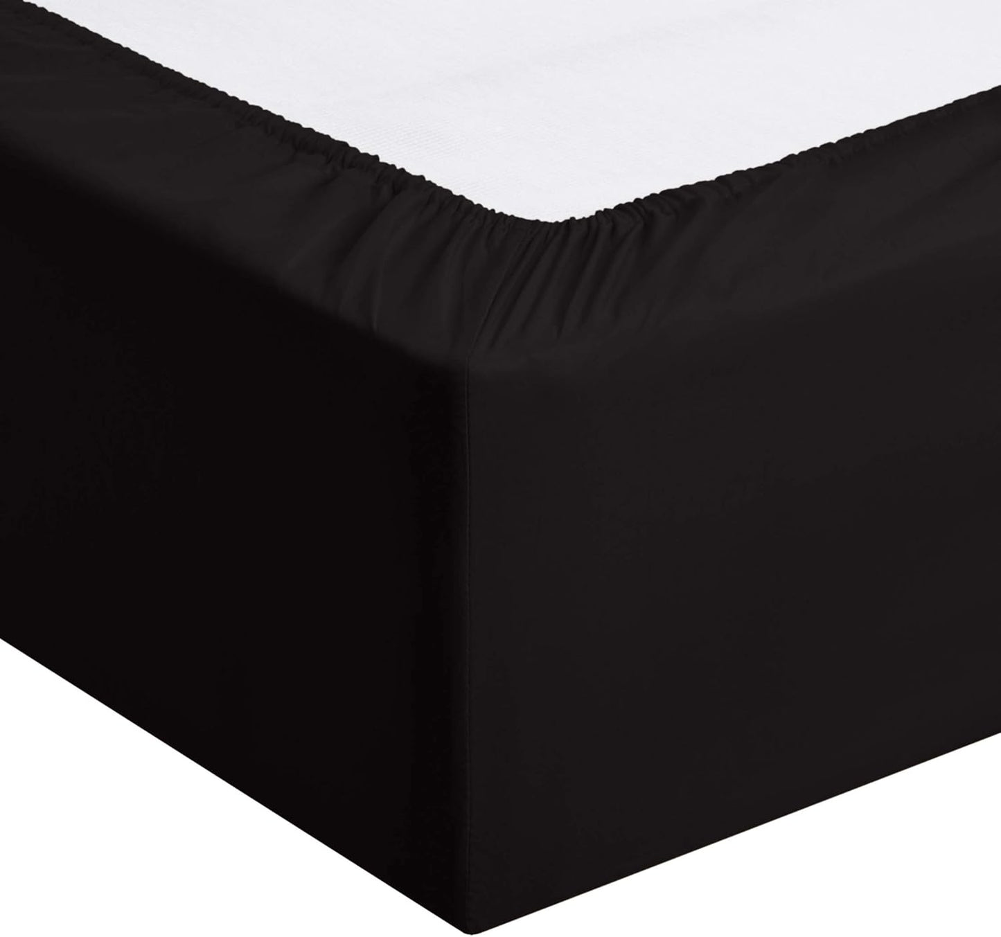 Amazon Basics Lightweight Super Soft Easy Care Wrinkle Free Microfiber 3 Piece Bed Sheet Set with 14-Inch Deep Pockets, Twin, Black, Solid, Kids, Men & Women Bedding