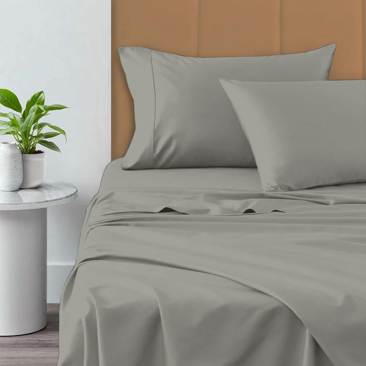 Pizuna Pure 100% Cotton Sheets Full Size, 800 Thread Count Long Staple Cotton Crisp Sateen Sheets with 15inch Deep Pocket